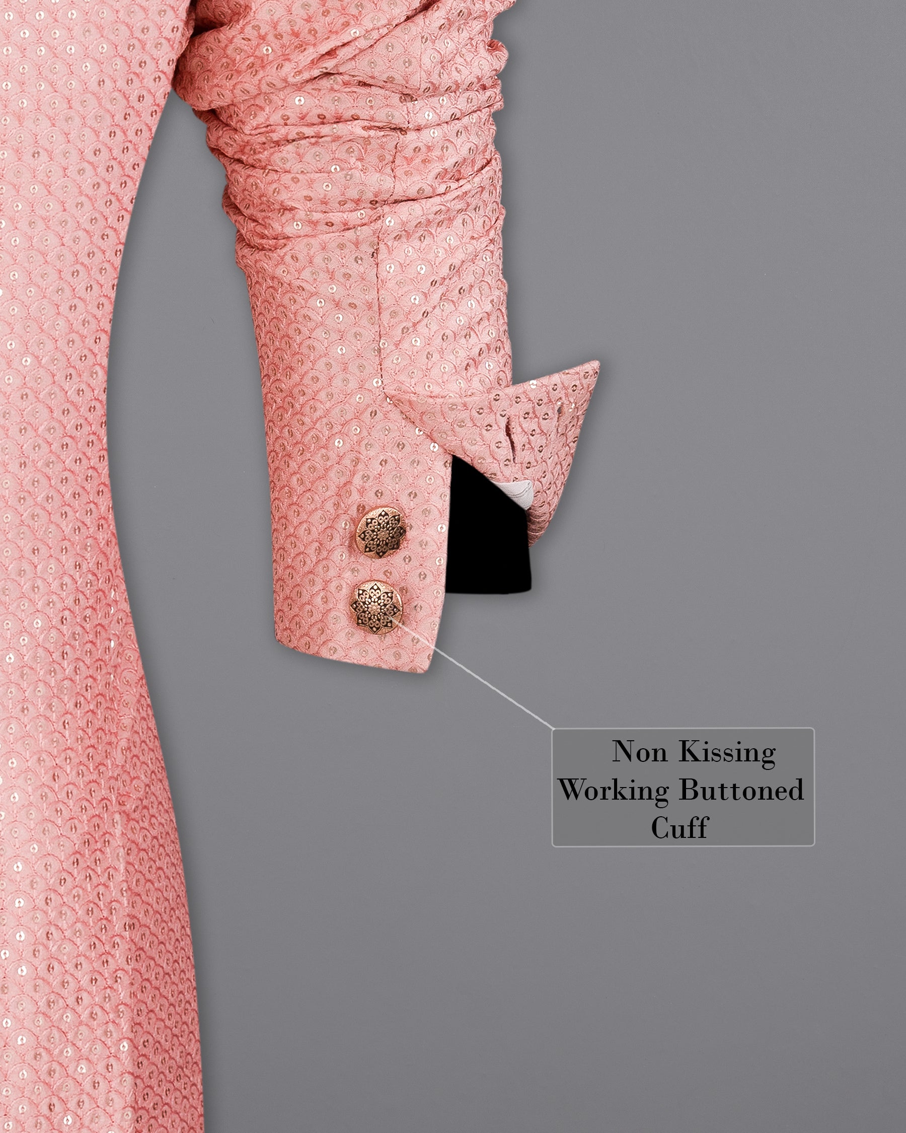 Pastel Pink Cotton Thread Heavy Embroidered Bandhgala Designer Blazer