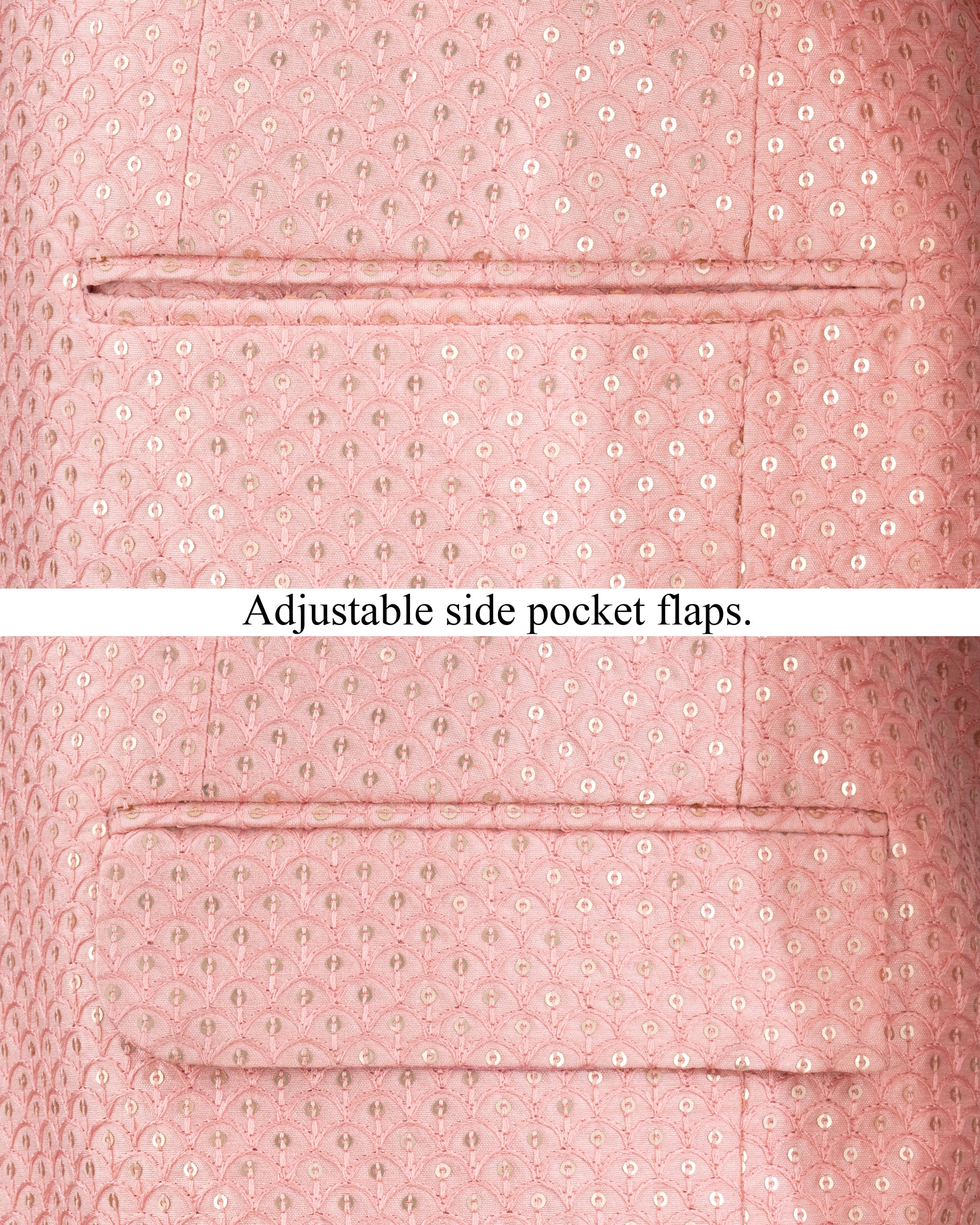 Pastel Pink Cotton Thread Heavy Embroidered Bandhgala Designer Blazer