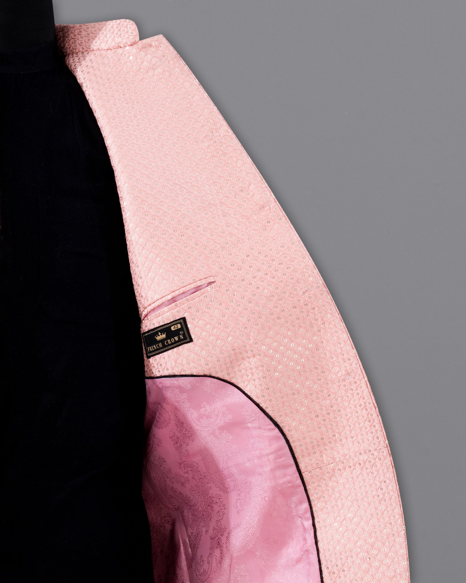Pastel Pink Cotton Thread Heavy Embroidered Bandhgala Designer Blazer