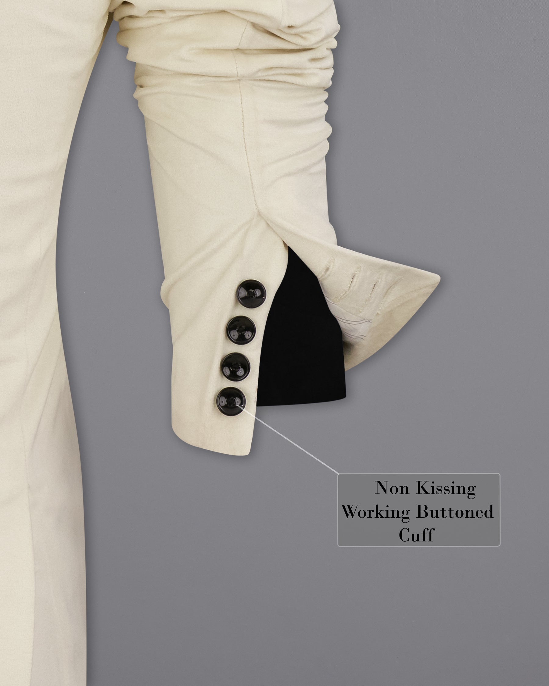 Eggshell Cream Single Breasted Premium Velvet Designer Blazer