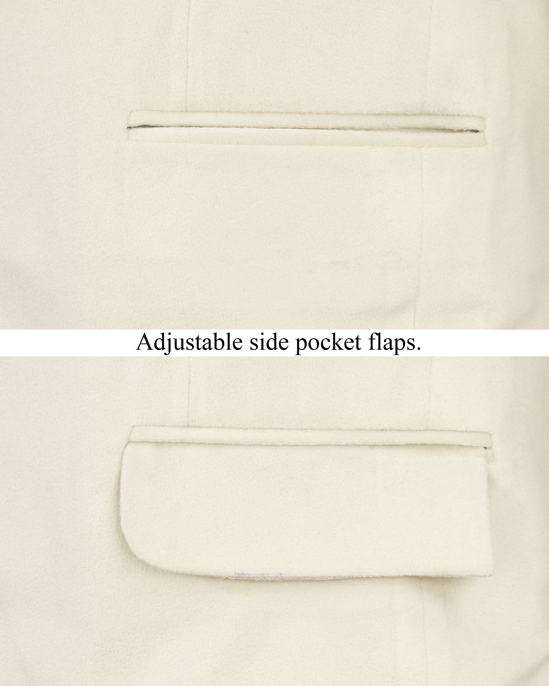 Eggshell Cream Single Breasted Premium Velvet Designer Blazer