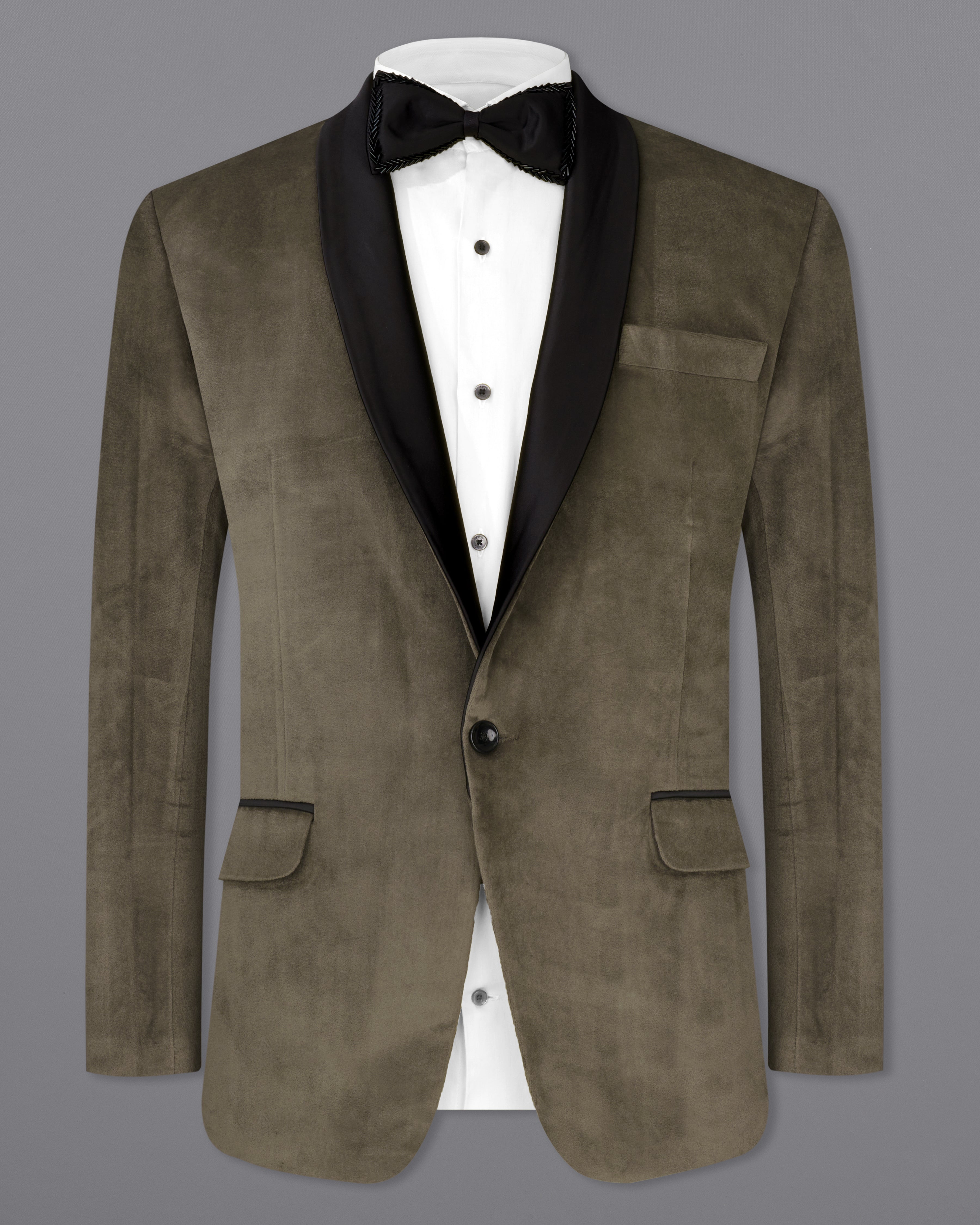 Wenge Brown Velvet Tuxedo Designer Blazer