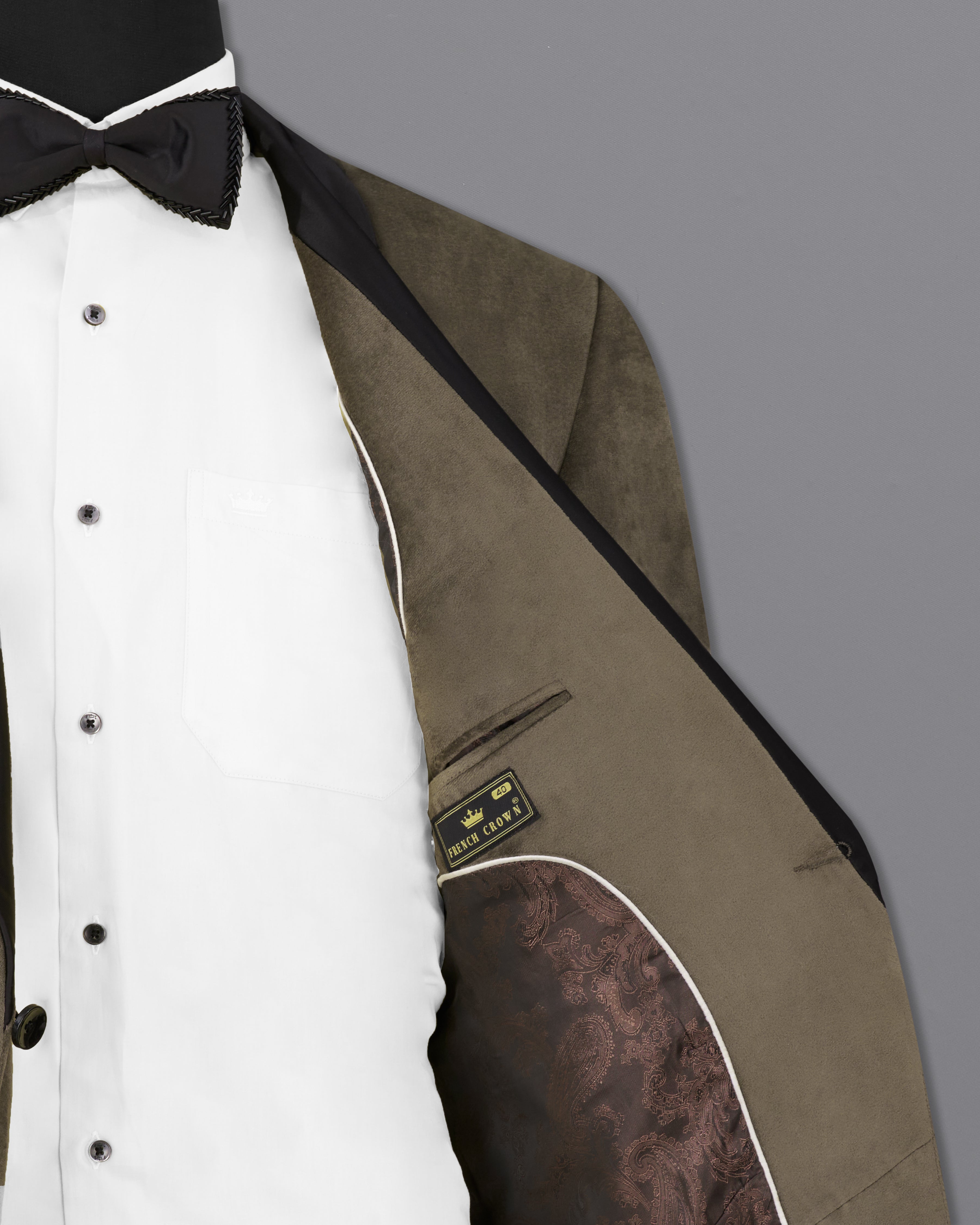 Wenge Brown Velvet Tuxedo Designer Blazer