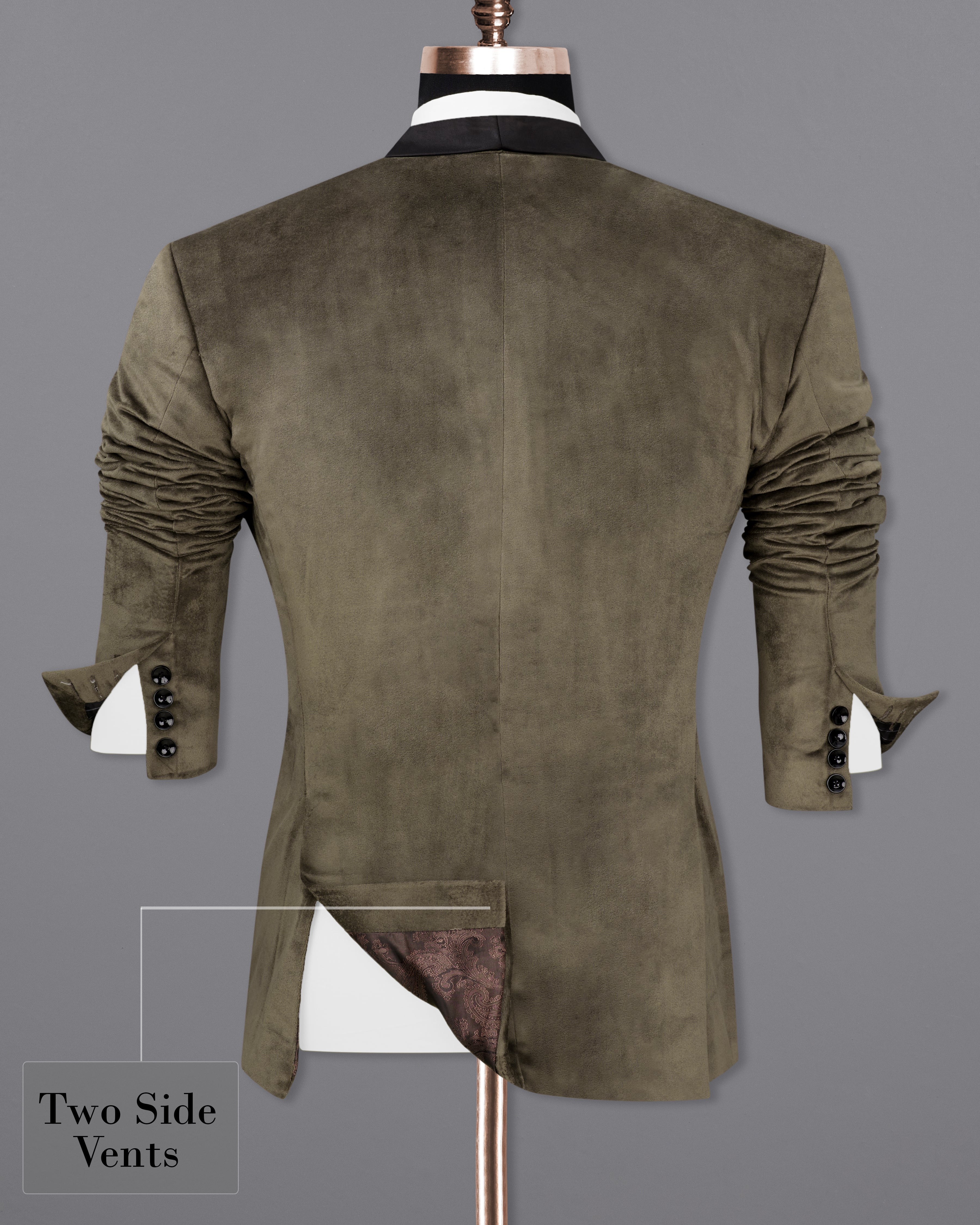 Wenge Brown Velvet Tuxedo Designer Blazer