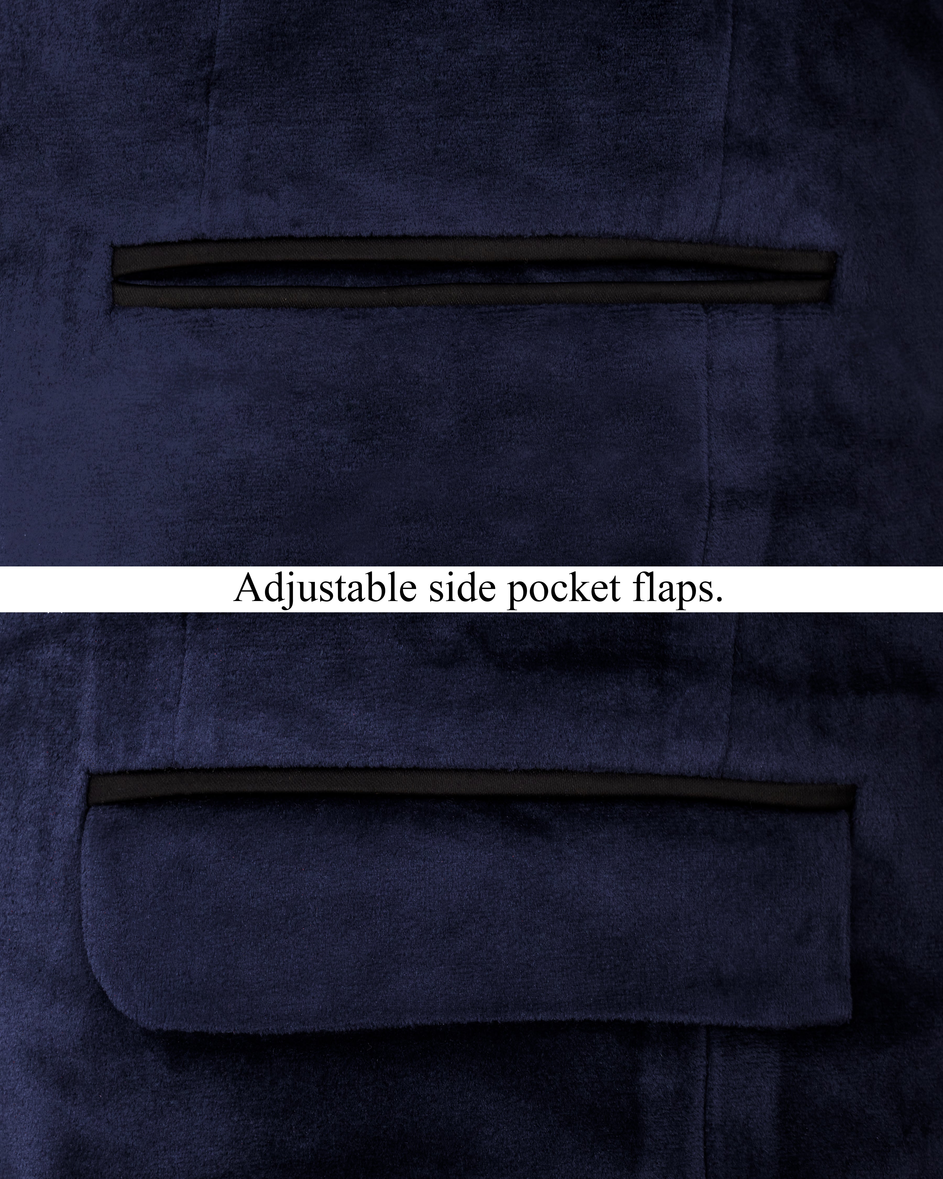 Thunder Blue Velvet Tuxedo Designer Blazer