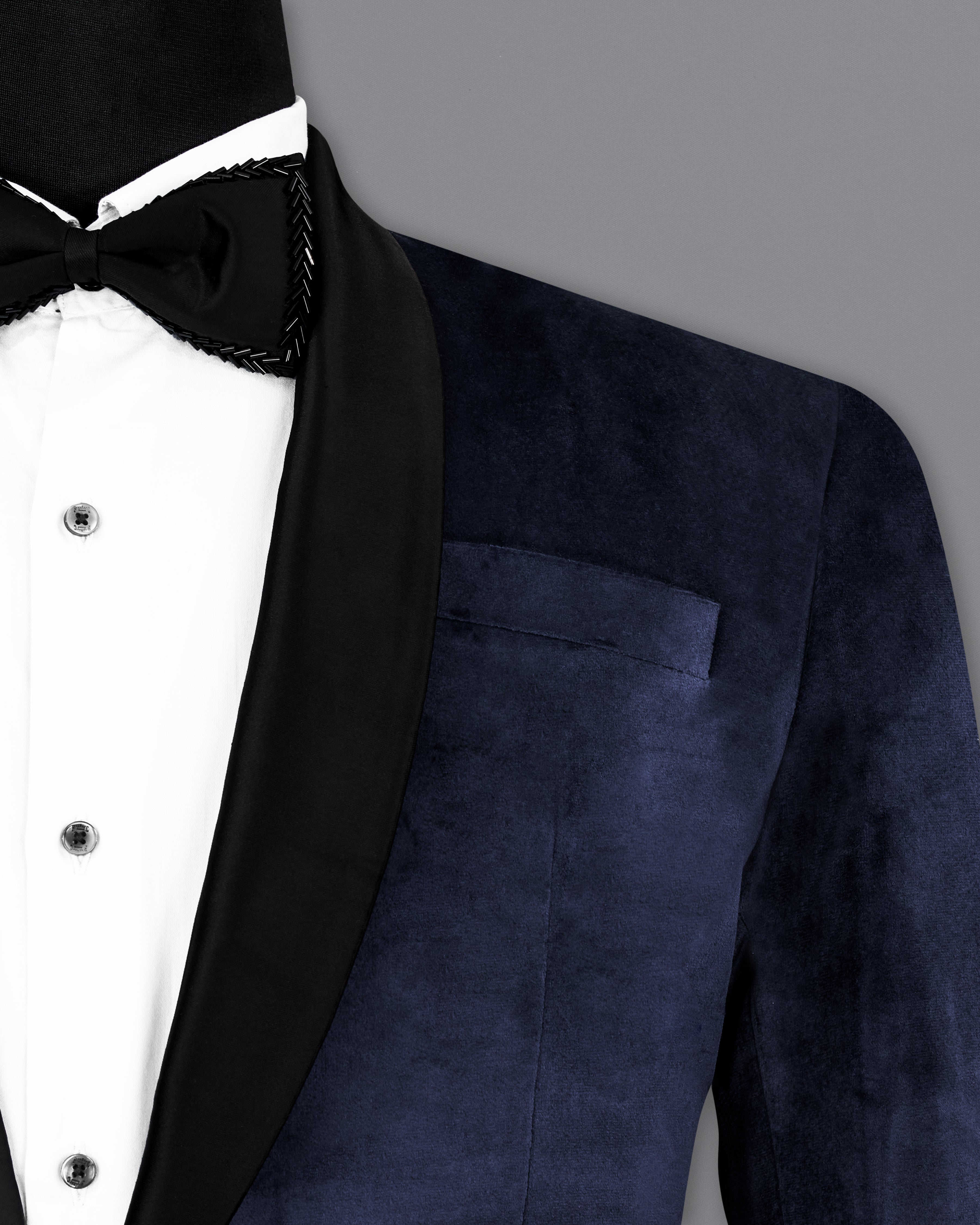 Thunder Blue Velvet Tuxedo Designer Blazer
