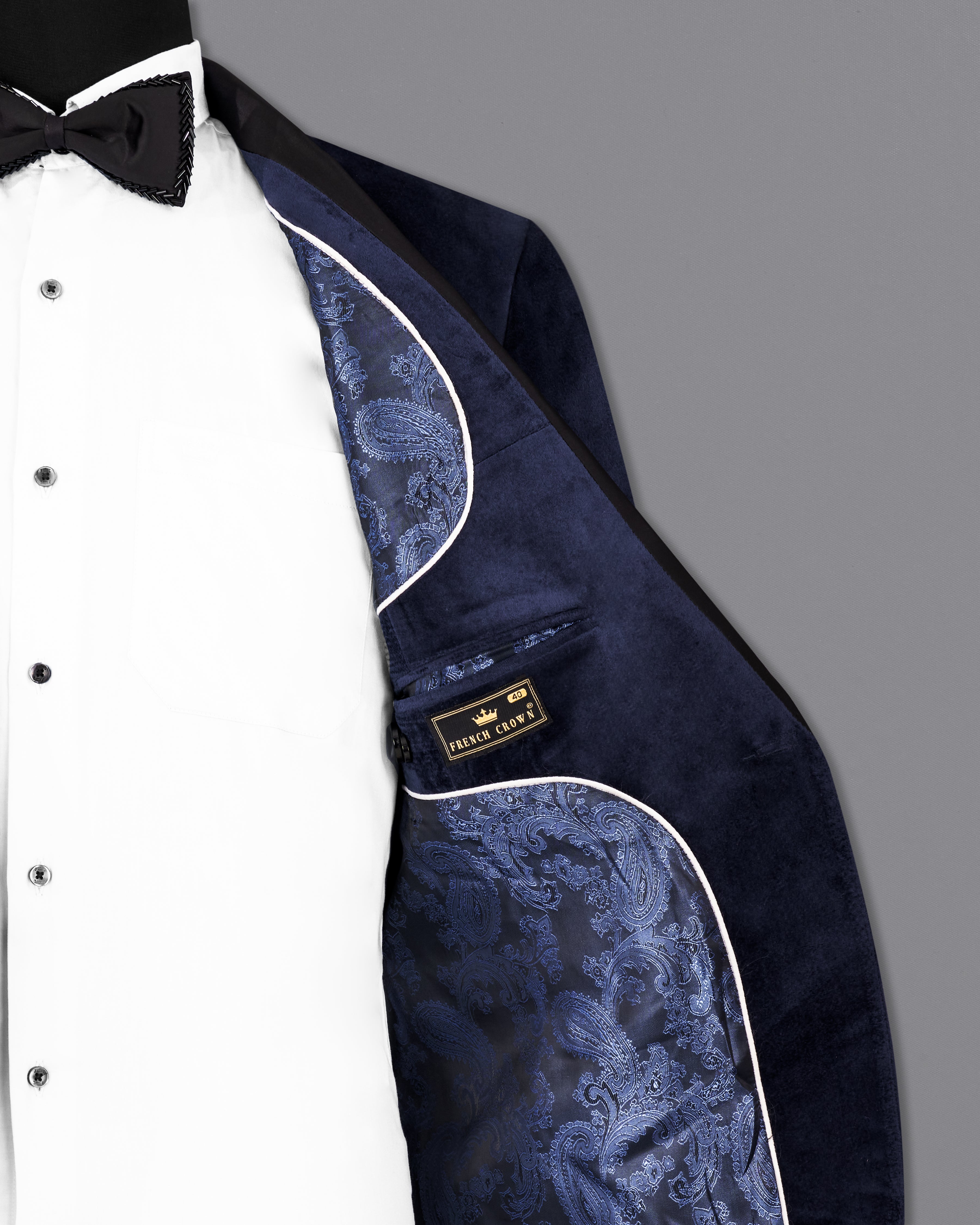 Thunder Blue Velvet Tuxedo Designer Blazer