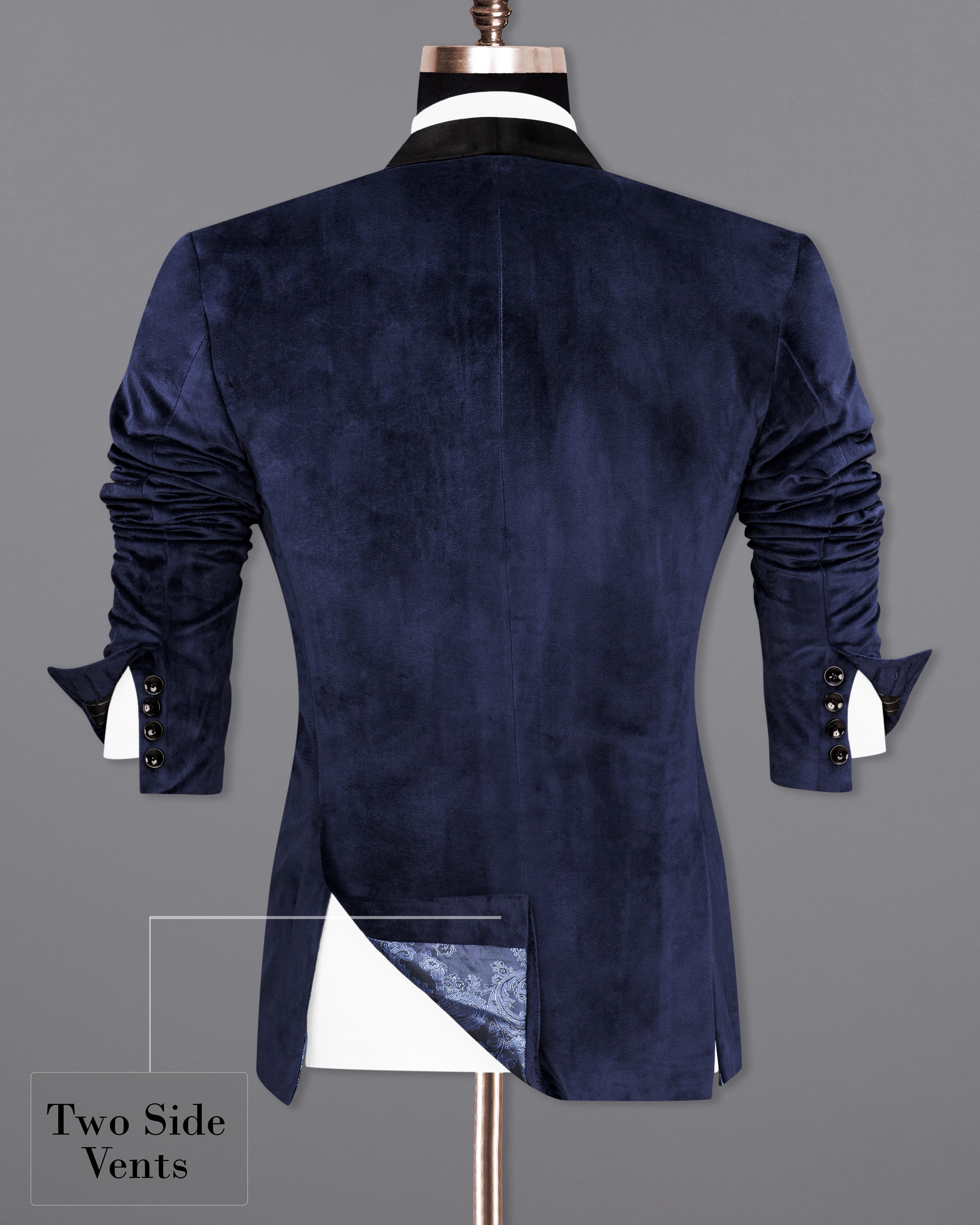 Thunder Blue Velvet Tuxedo Designer Blazer