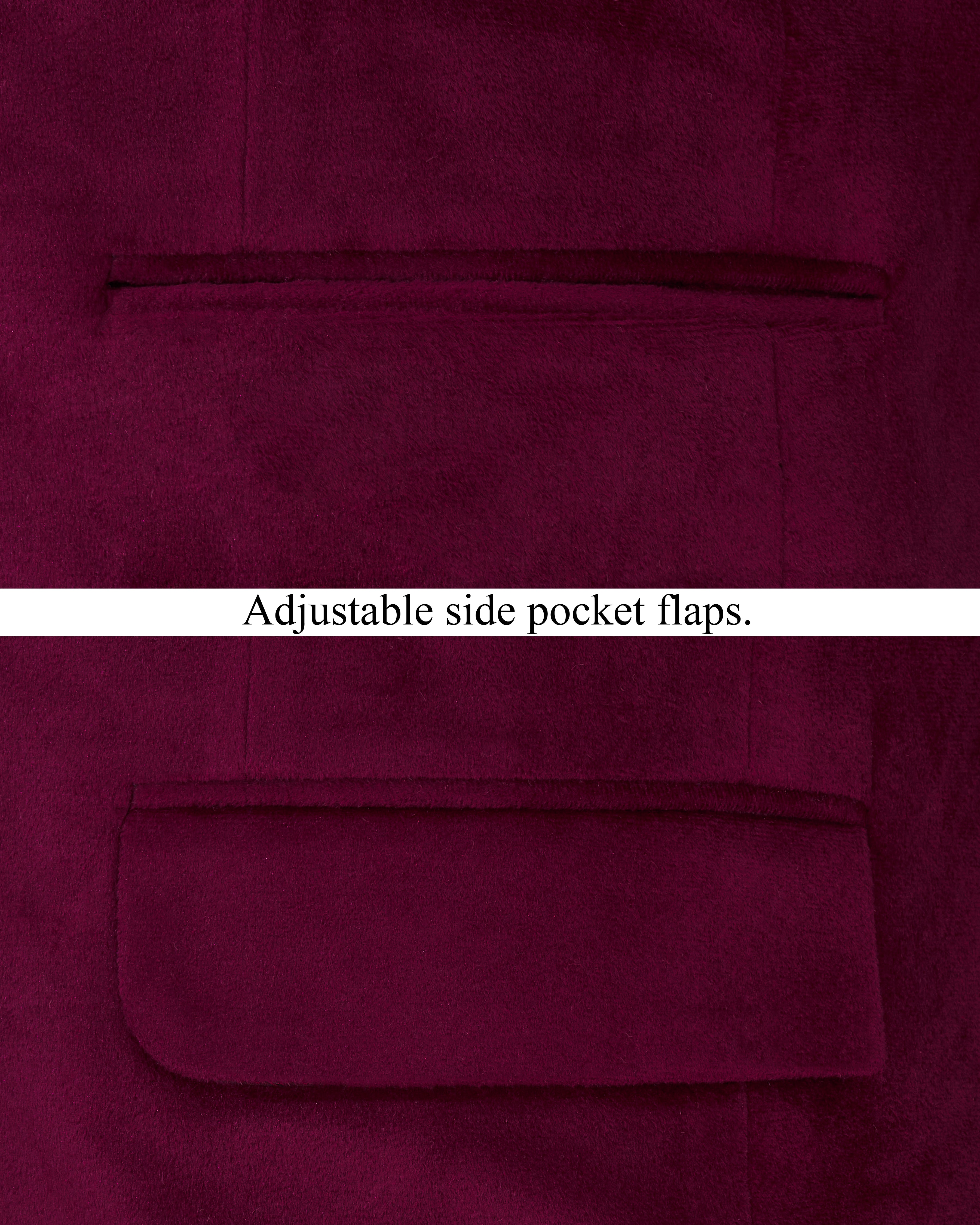 Barossa Maroon Single Breasted Velvet Designer Blazer