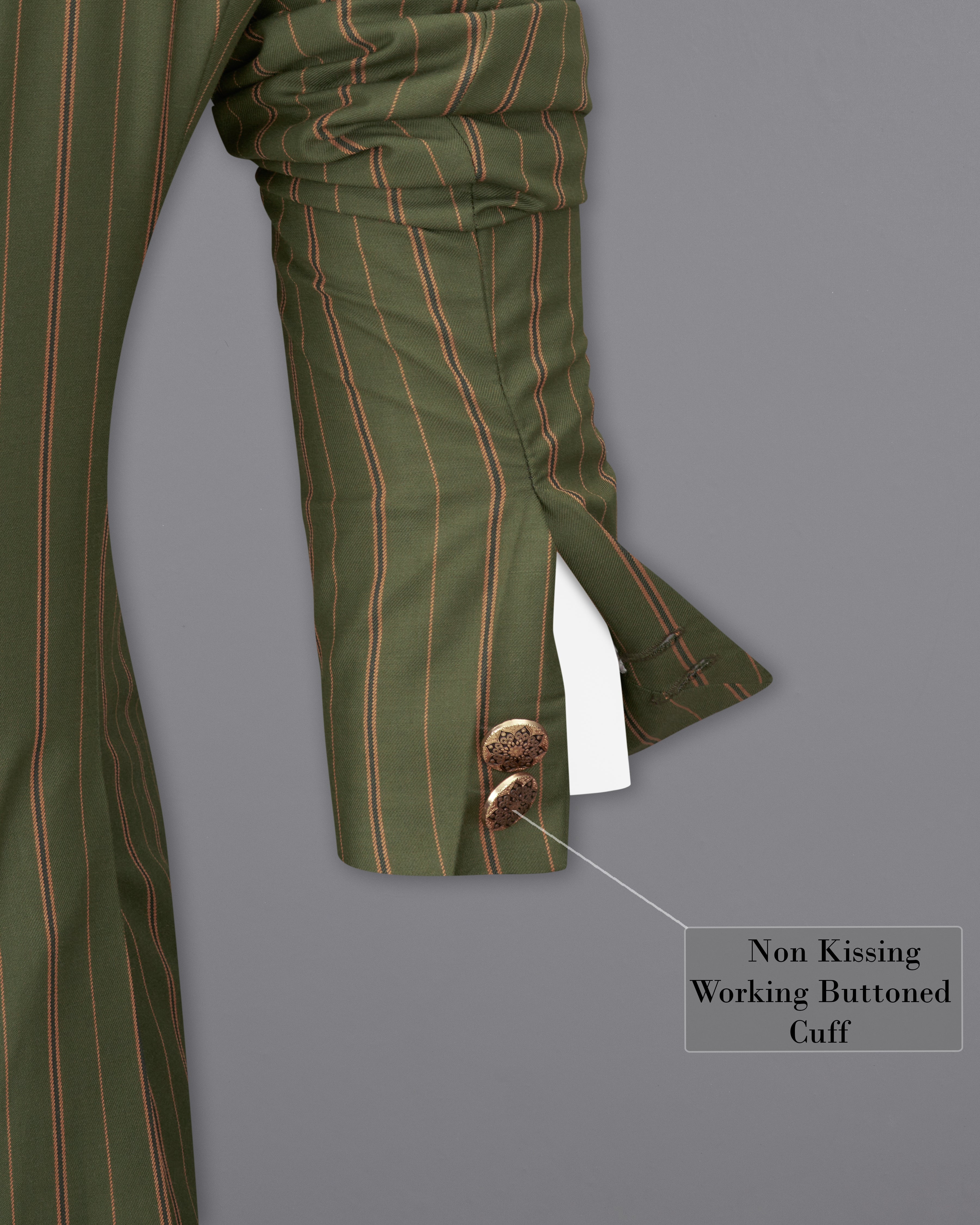 Vampire Green Striped Cross Buttoned Bandhgala Blazer BL2248-CBG2-36, BL2248-CBG2-38, BL2248-CBG2-40, BL2248-CBG2-42, BL2248-CBG2-44, BL2248-CBG2-46, BL2248-CBG2-48, BL2248-CBG2-50, BL2248-CBG2-52, BL2248-CBG2-54, BL2248-CBG2-56, BL2248-CBG2-58, BL2248-CBG2-60