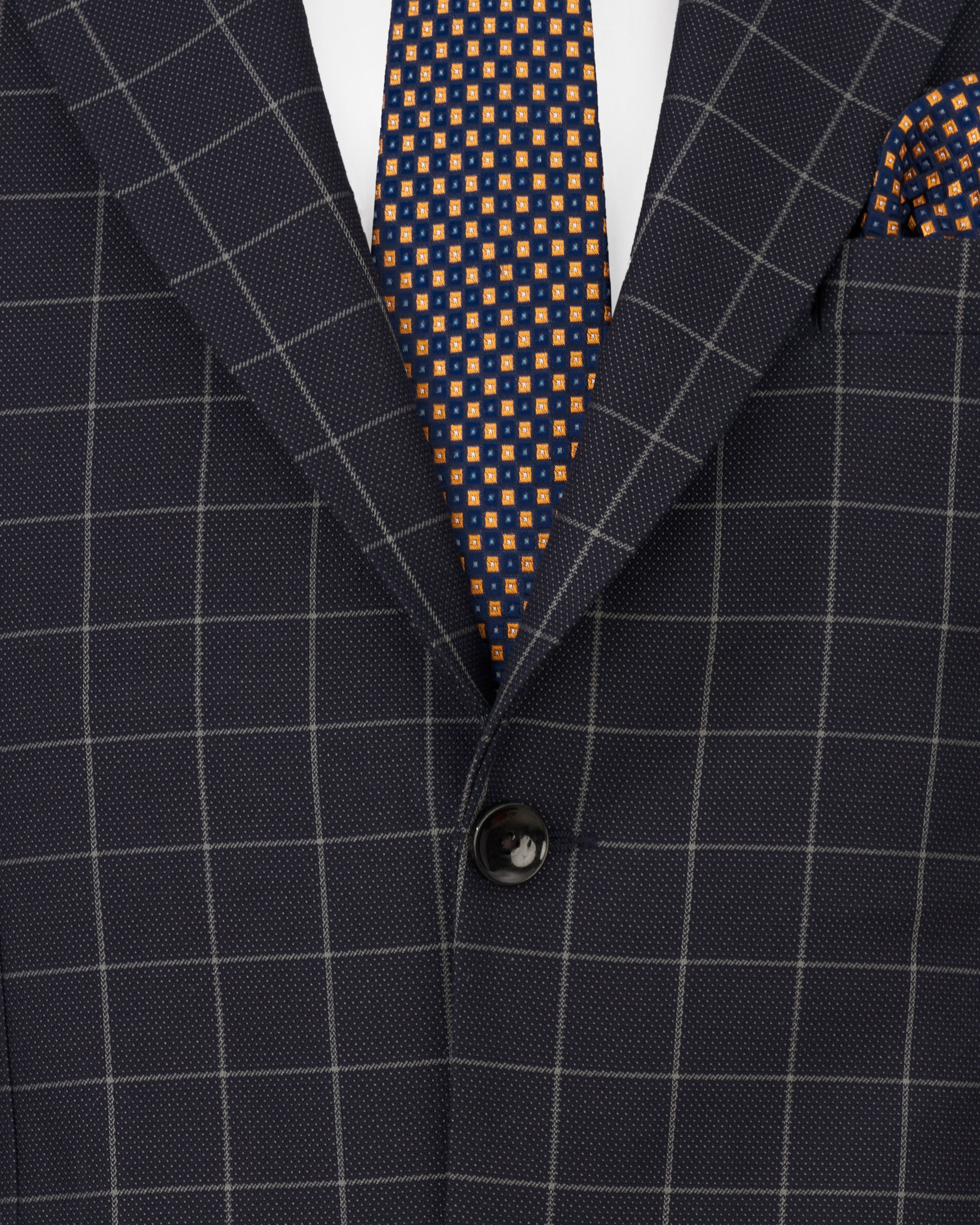 Jaguar Black Windowpane Single Breasted Blazer