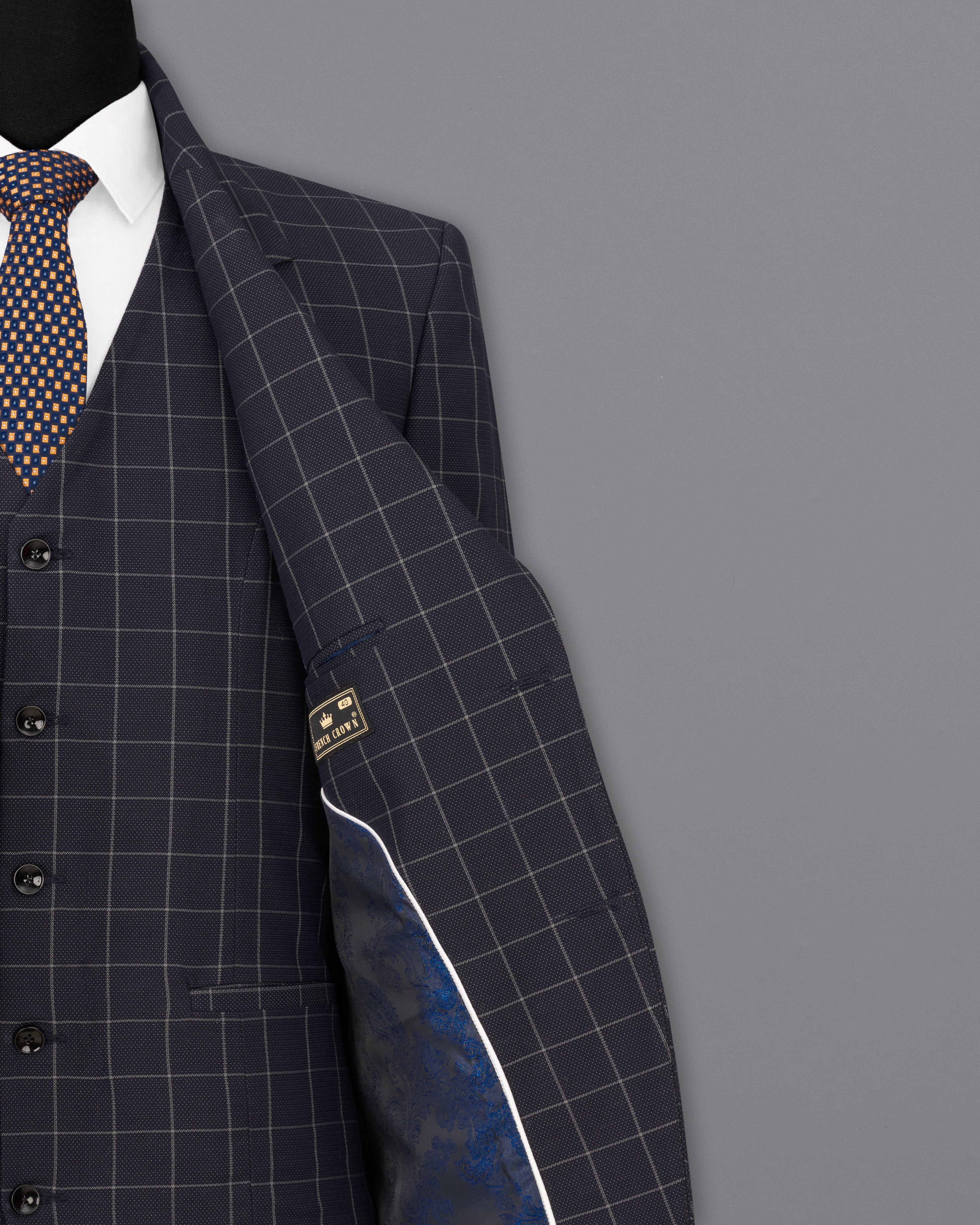 Jaguar Black Windowpane Single Breasted Blazer