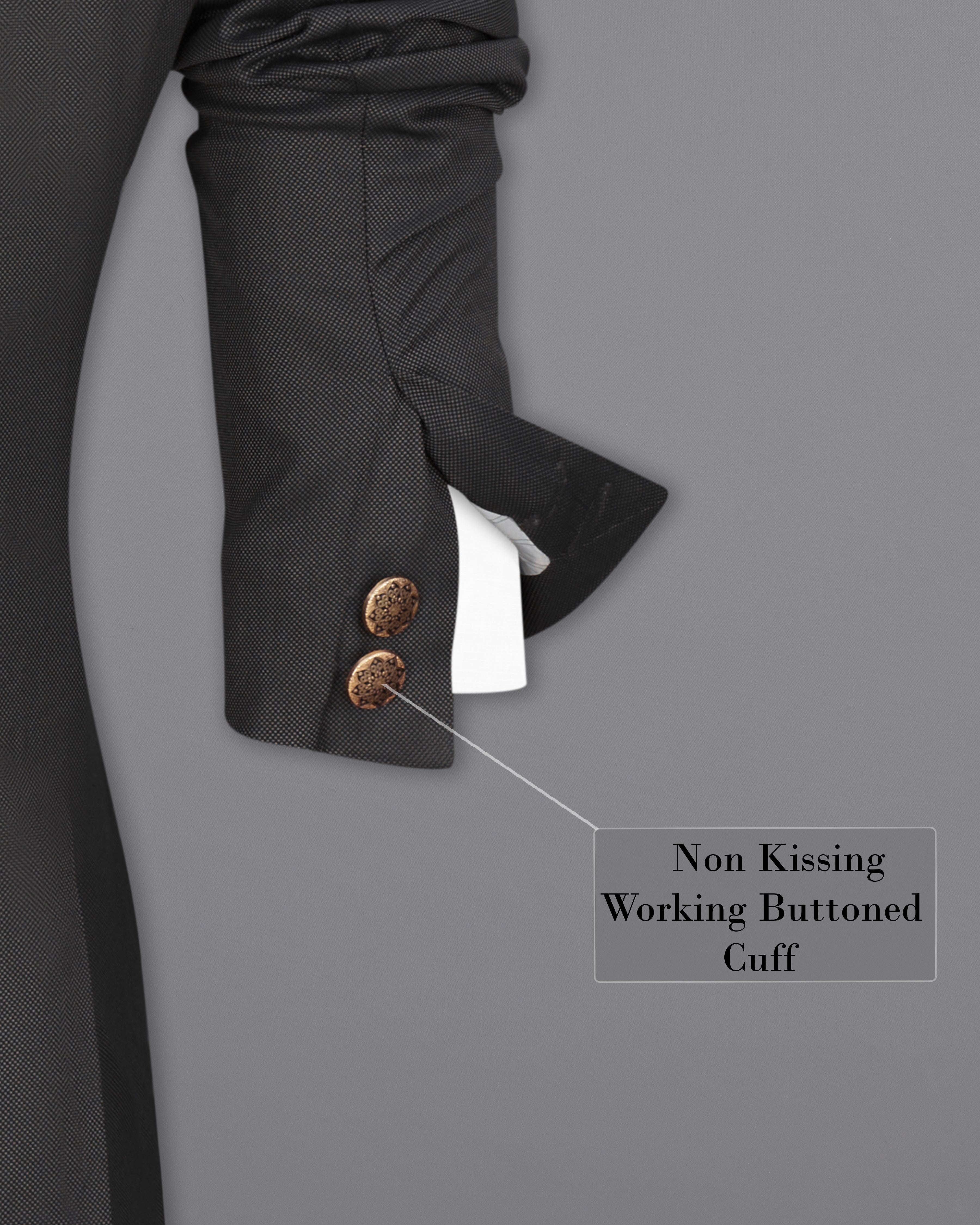 Fuscous Gray Cross Buttoned Bandhgala Blazer BL2284-CBG-36,BL2284-CBG-38,BL2284-CBG-40,BL2284-CBG-42,BL2284-CBG-44,BL2284-CBG-46,BL2284-CBG-48,BL2284-CBG-50,BL2284-CBG-52,BL2284-CBG-54,BL2284-CBG-56,BL2284-CBG-58,BL2284-CBG-60