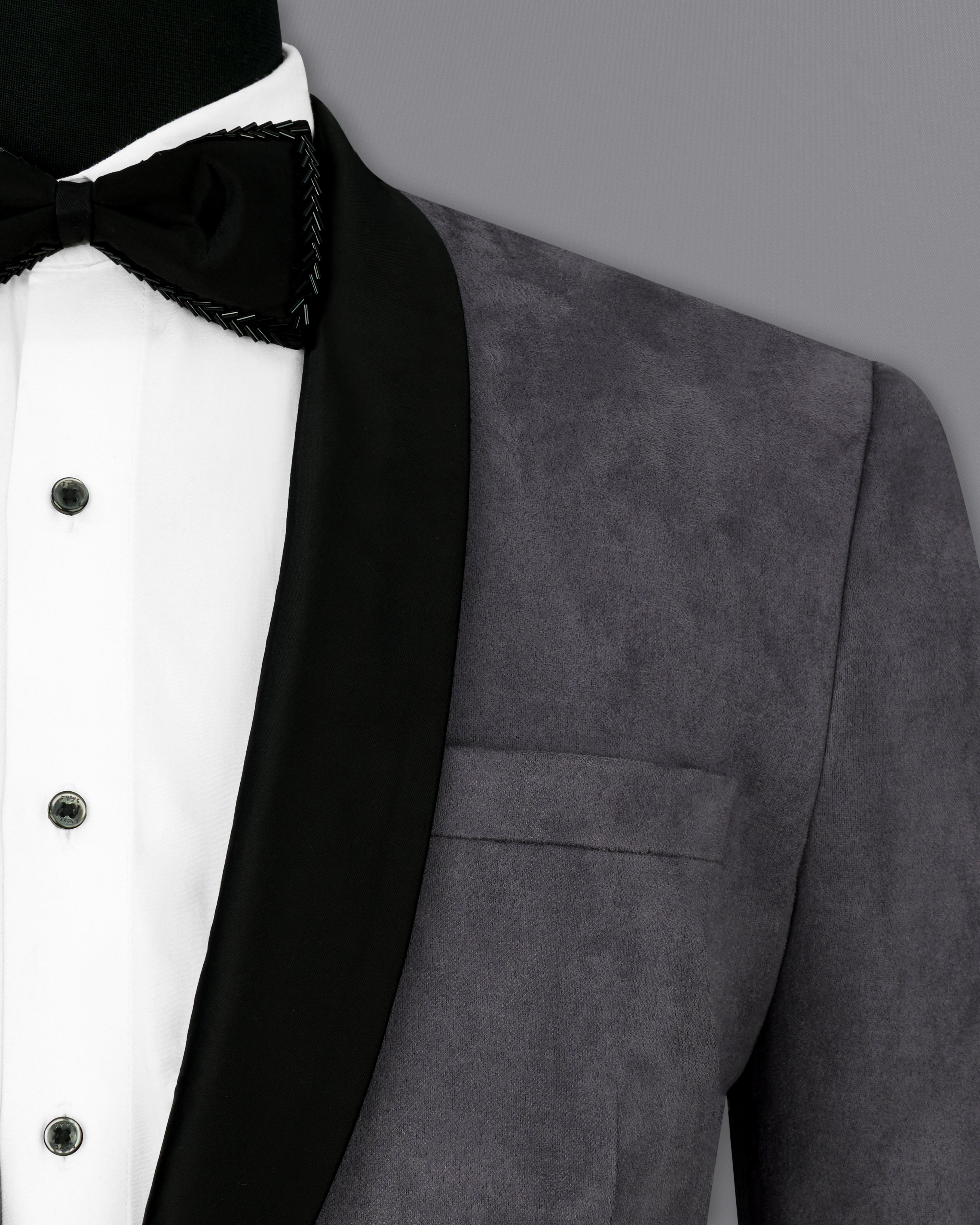 Iridium Gray Velvet Tuxedo Designer Blazer with Shawl BL2341-BKL-D241-36, BL2341-BKL-D241-38, BL2341-BKL-D241-40, BL2341-BKL-D241-42, BL2341-BKL-D241-44, BL2341-BKL-D241-46, BL2341-BKL-D241-48, BL2341-BKL-D241-50, BL2341-BKL-D241-52, BL2341-BKL-D241-54, BL2341-BKL-D241-56, BL2341-BKL-D241-58, BL2341-BKL-D241-60