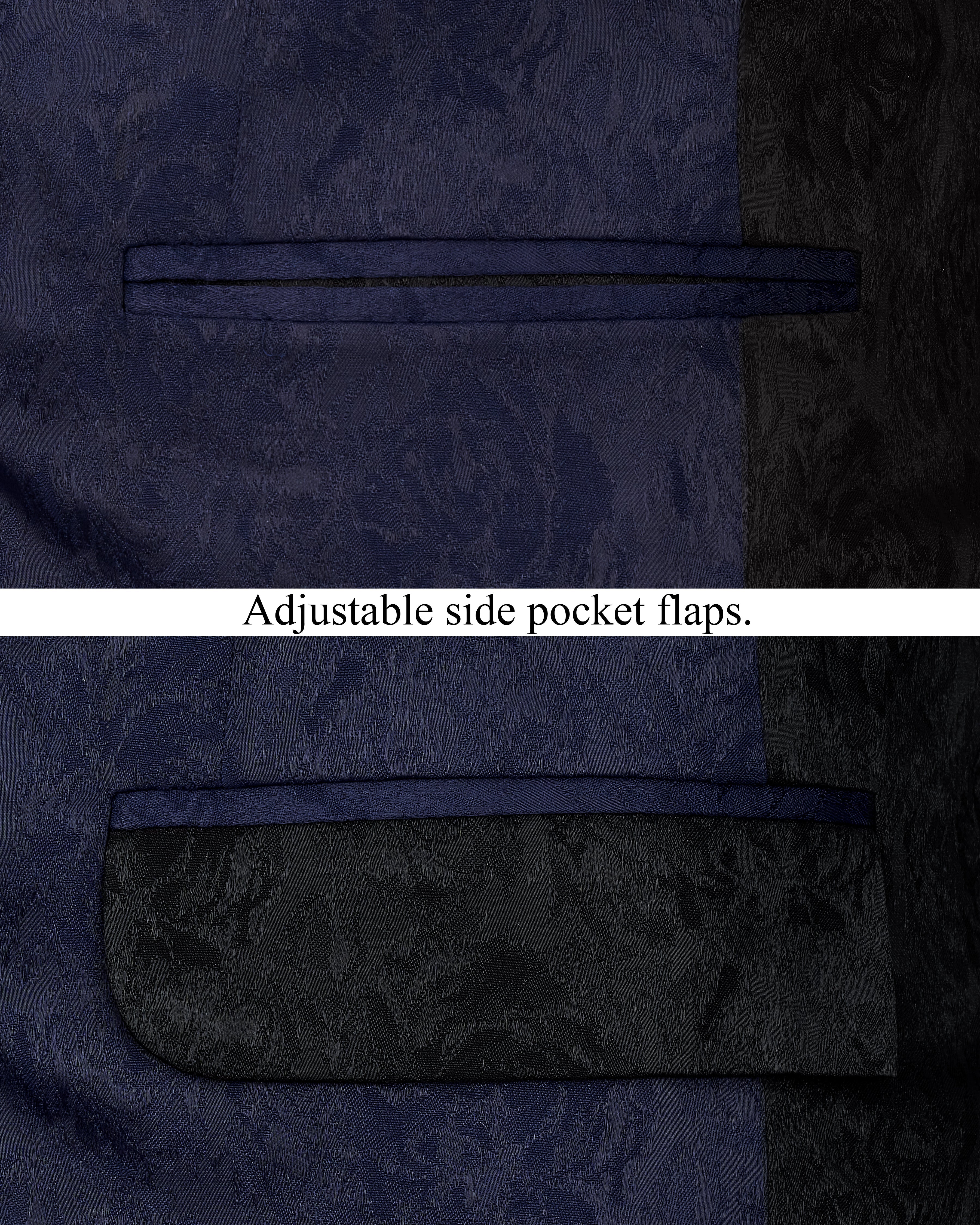 Firefly Blue and Black Jacquard Textured Blazer BL2342-SB-D206-36, BL2342-SB-D206-38, BL2342-SB-D206-40, BL2342-SB-D206-42, BL2342-SB-D206-44, BL2342-SB-D206-46, BL2342-SB-D206-48, BL2342-SB-D206-50, BL2342-SB-D206-52, BL2342-SB-D206-54, BL2342-SB-D206-56, BL2342-SB-D206-58, BL2342-SB-D206-60