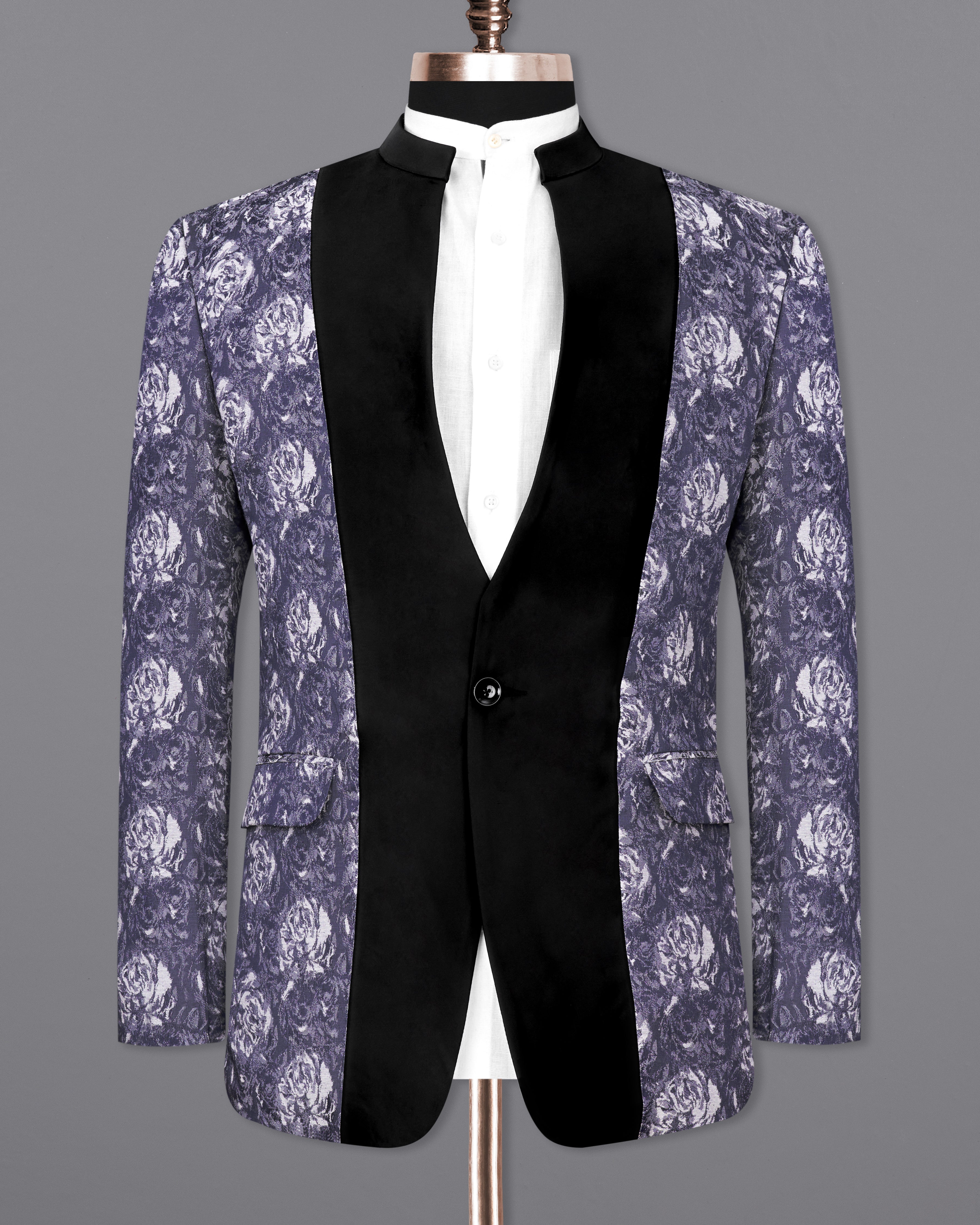 Jade Black with Gun Powder Blue Jacquard Textured Designer Blazer BL2358-SB-D214-36, BL2358-SB-D214-38, BL2358-SB-D214-40, BL2358-SB-D214-42, BL2358-SB-D214-44, BL2358-SB-D214-46, BL2358-SB-D214-48, BL2358-SB-D214-50, BL2358-SB-D214-52, BL2358-SB-D214-54, BL2358-SB-D214-56, BL2358-SB-D214-58, BL2358-SB-D214-60