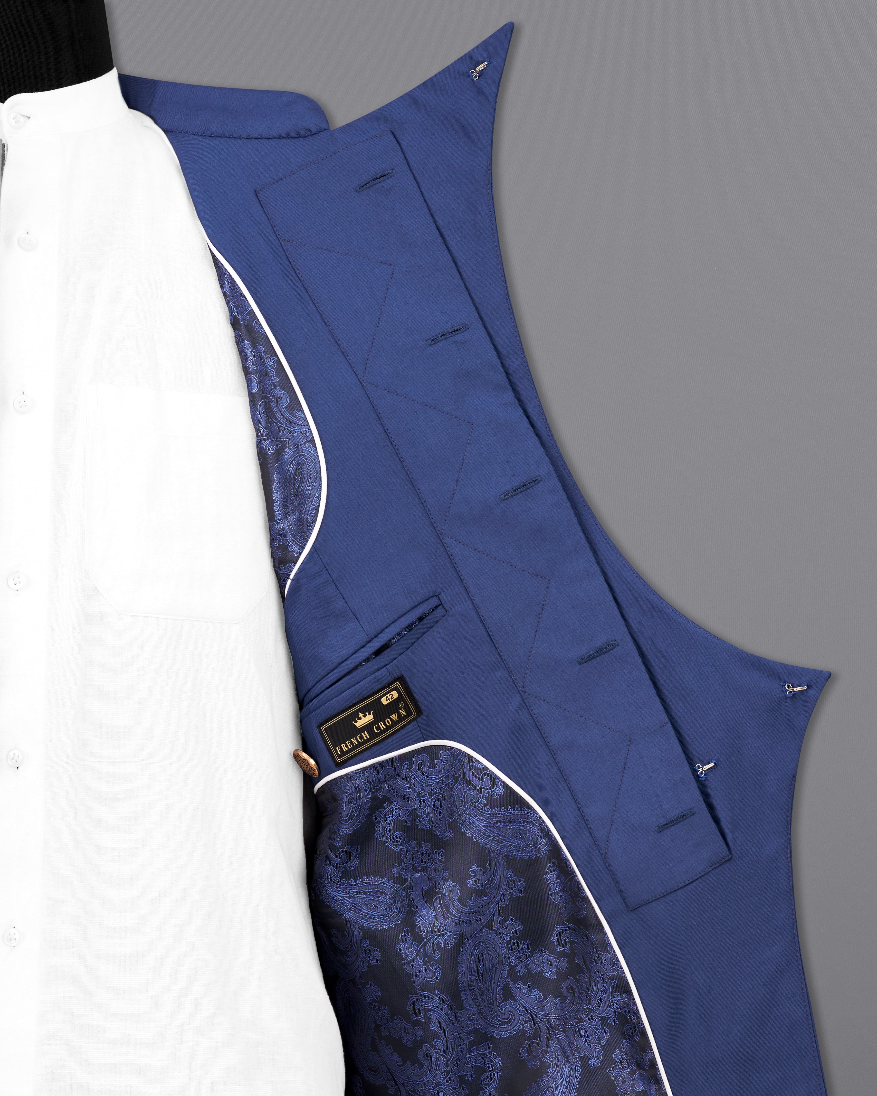 River Bed Blue Bandhgala Designer Blazer