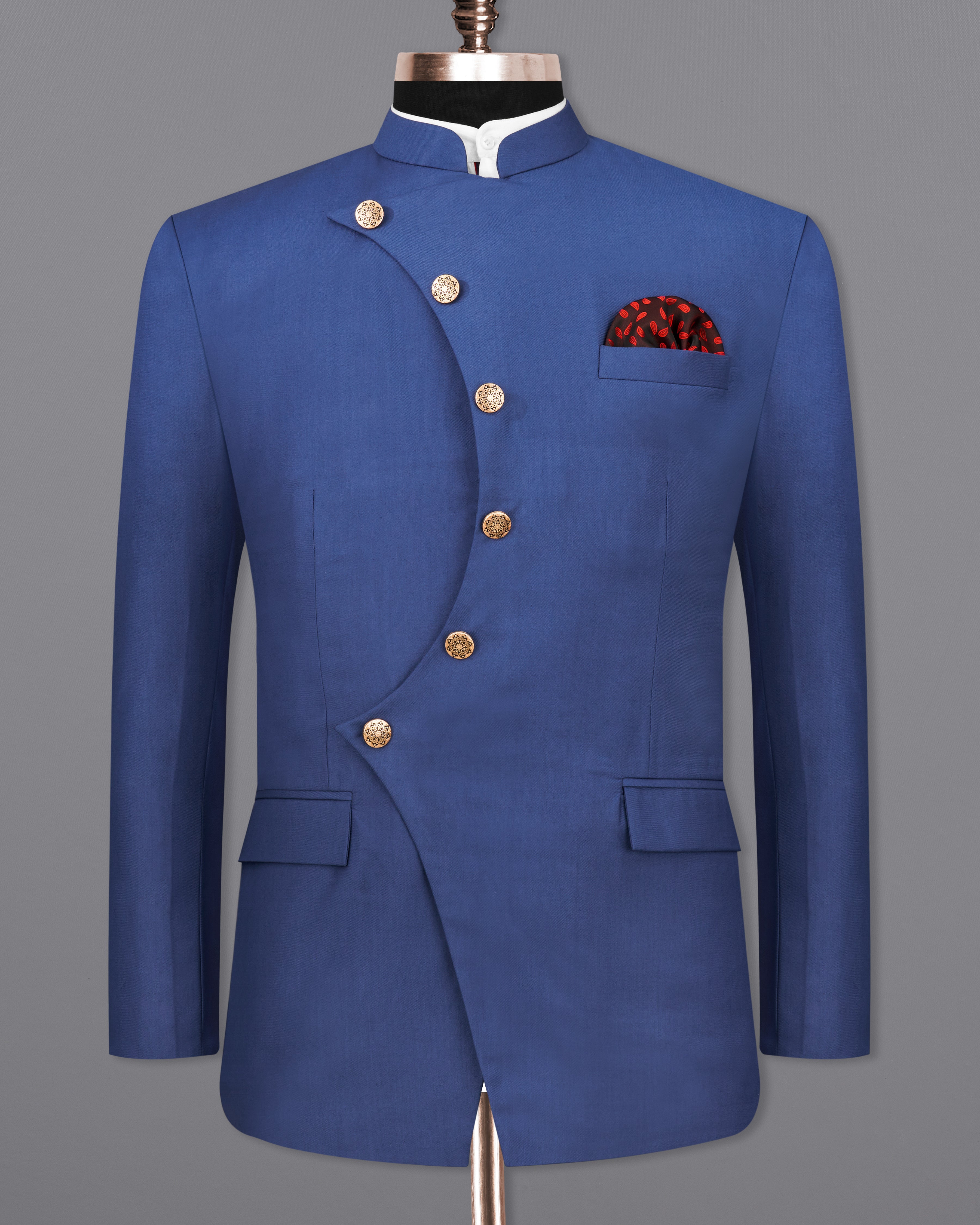 River Bed Blue Bandhgala Designer Blazer