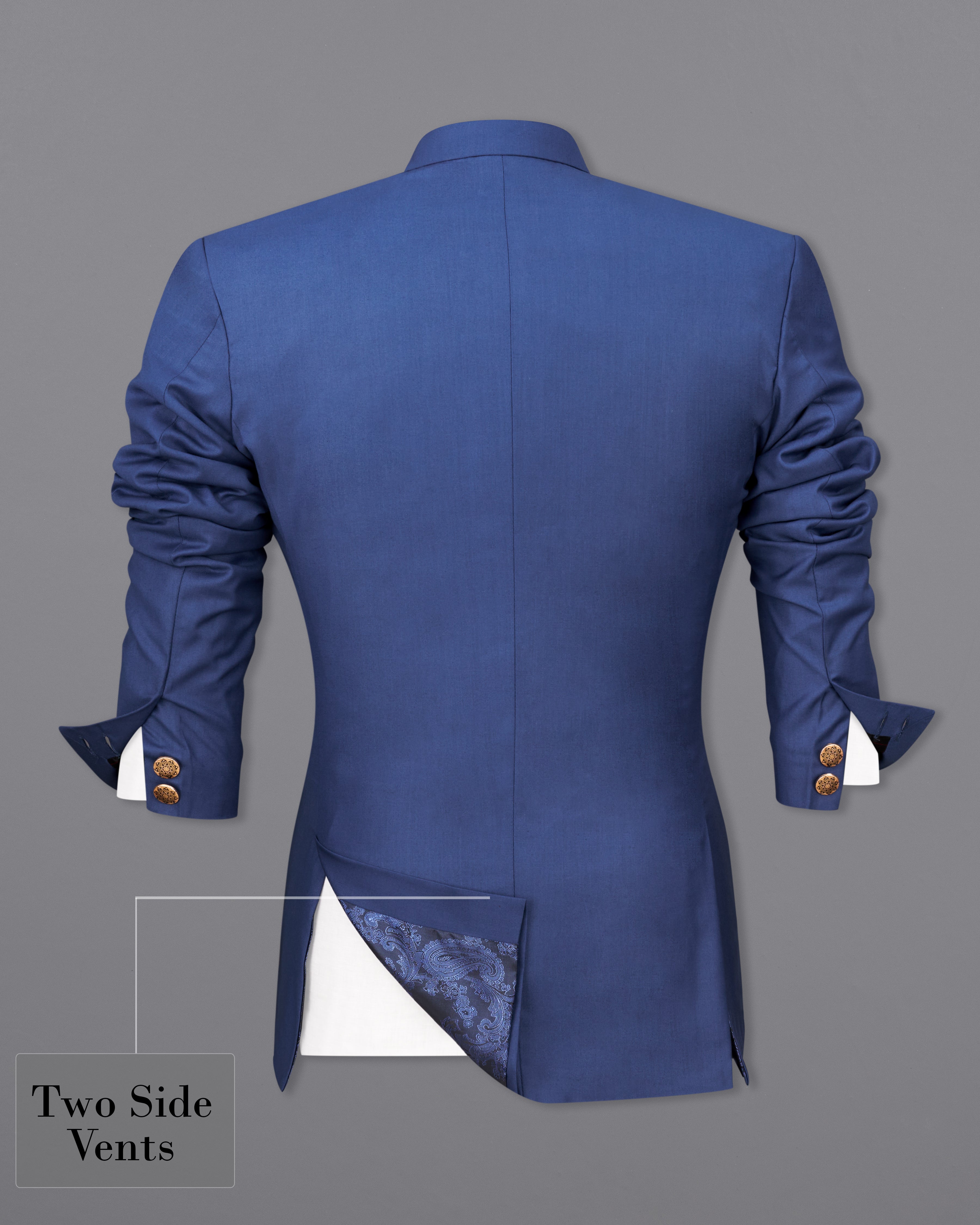 River Bed Blue Bandhgala Designer Blazer