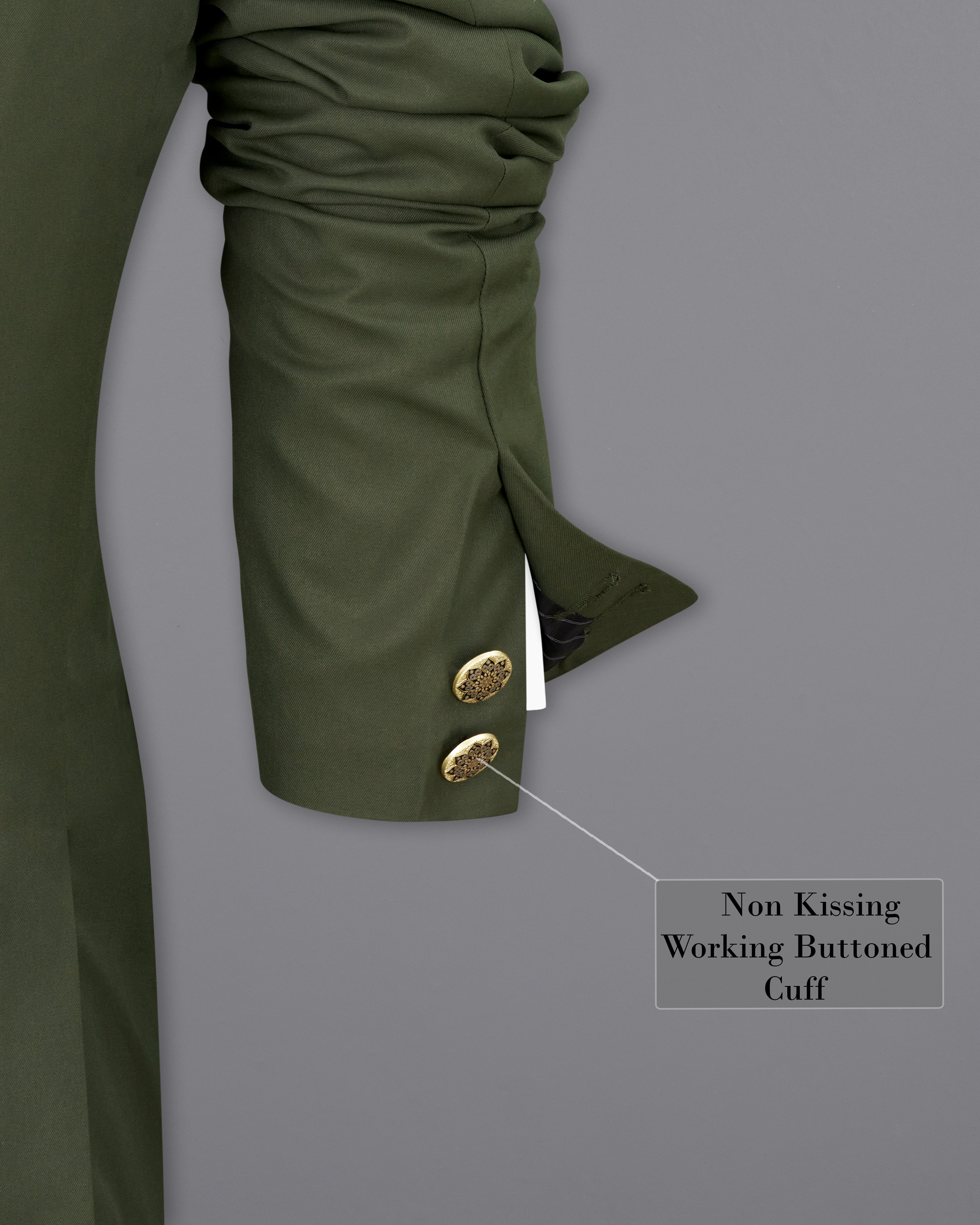 Twill Green Cross Buttoned Bandhgala Blazer BL2459-CBG-36, BL2459-CBG-38, BL2459-CBG-40, BL2459-CBG-42, BL2459-CBG-44, BL2459-CBG-46, BL2459-CBG-48, BL2459-CBG-50, BL2459-CBG-52, BL2459-CBG-54, BL2459-CBG-56, BL2459-CBG-58, BL2459-CBG-60