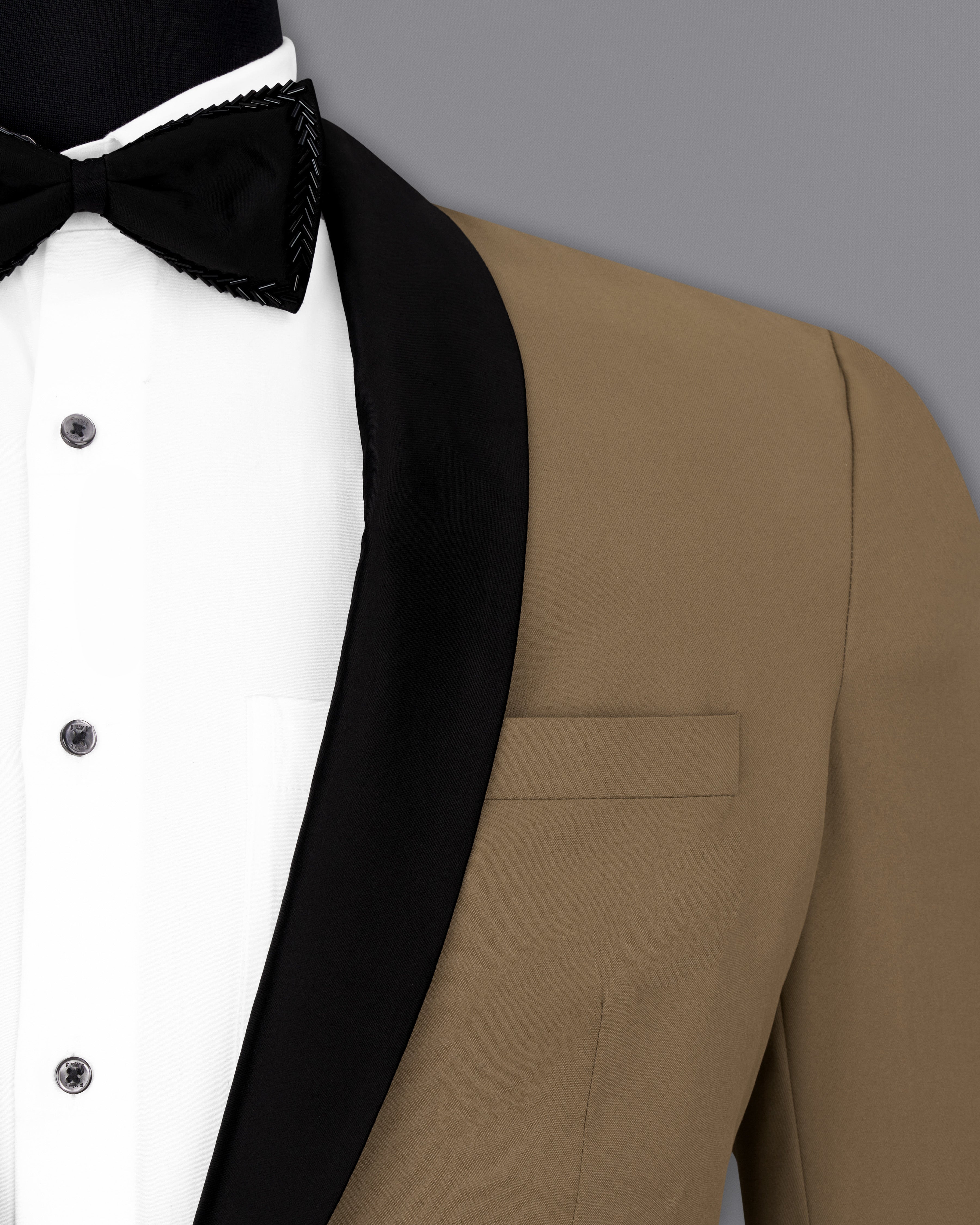 Khaki Brown Tuxedo Blazer BL2465-BKL-36, BL2465-BKL-38, BL2465-BKL-40, BL2465-BKL-42, BL2465-BKL-44, BL2465-BKL-46, BL2465-BKL-48, BL2465-BKL-50, BL2465-BKL-52, BL2465-BKL-54, BL2465-BKL-56, BL2465-BKL-58, BL2465-BKL-60