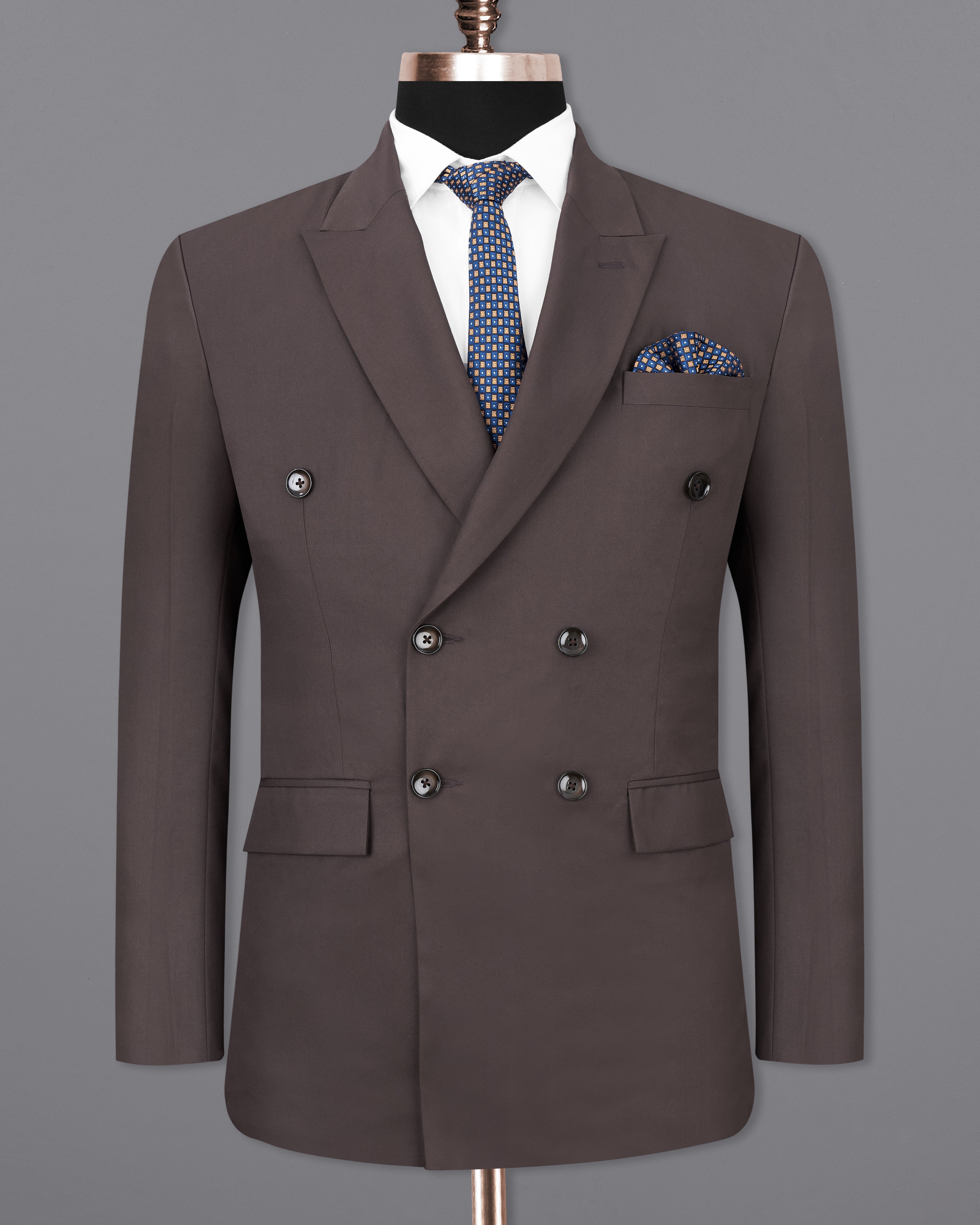 Coffee Brown Double Breasted Blazer BL2467-DB-36, BL2467-DB-38, BL2467-DB-40, BL2467-DB-42, BL2467-DB-44, BL2467-DB-46, BL2467-DB-48, BL2467-DB-50, BL2467-DB-52, BL2467-DB-54, BL2467-DB-56, BL2467-DB-58, BL2467-DB-60