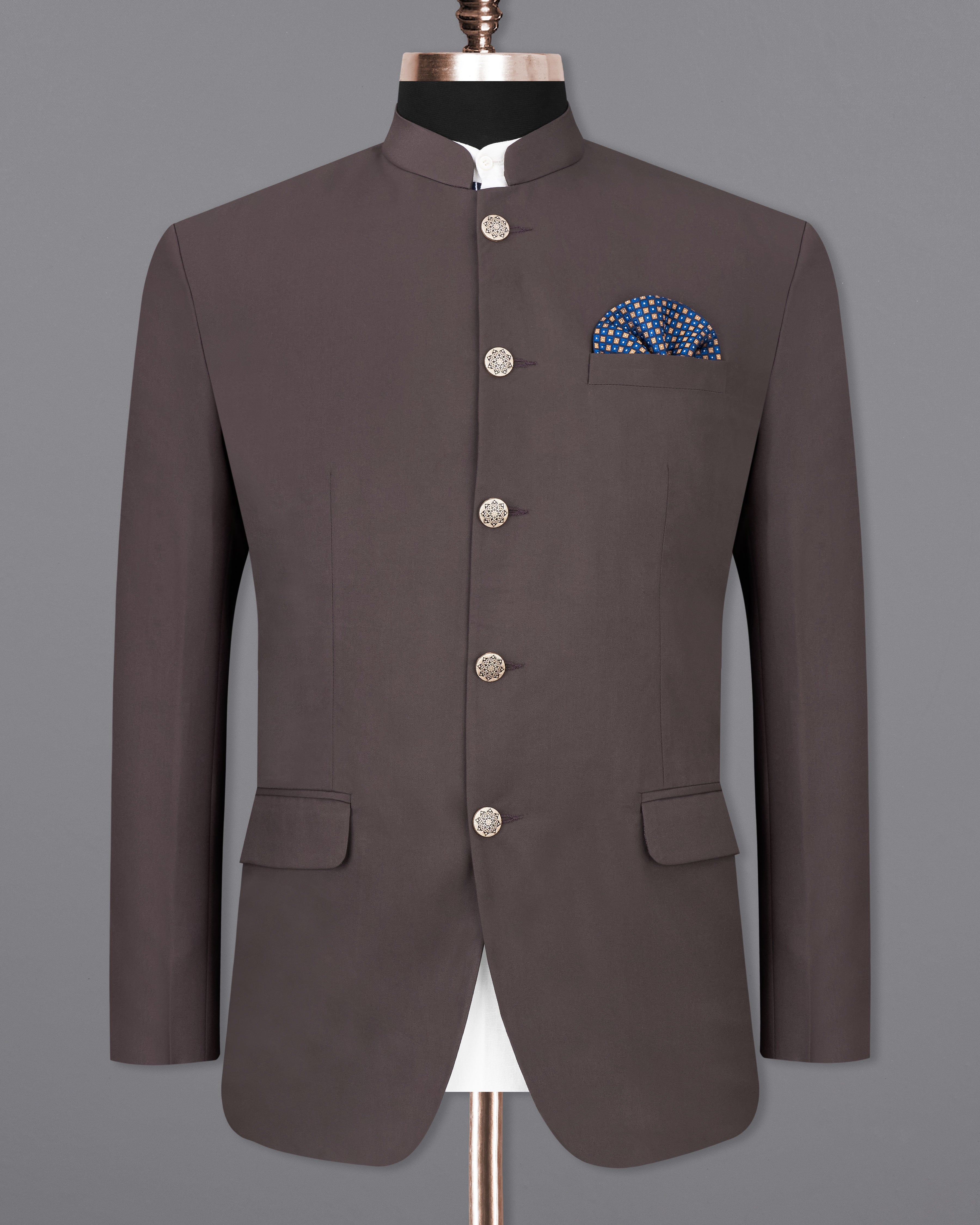 Coffee Brown Bandhgala Blazer BL2468-BG-36, BL2468-BG-38, BL2468-BG-40, BL2468-BG-42, BL2468-BG-44, BL2468-BG-46, BL2468-BG-48, BL2468-BG-50, BL2468-BG-52, BL2468-BG-54, BL2468-BG-56, BL2468-BG-58, BL2468-BG-60