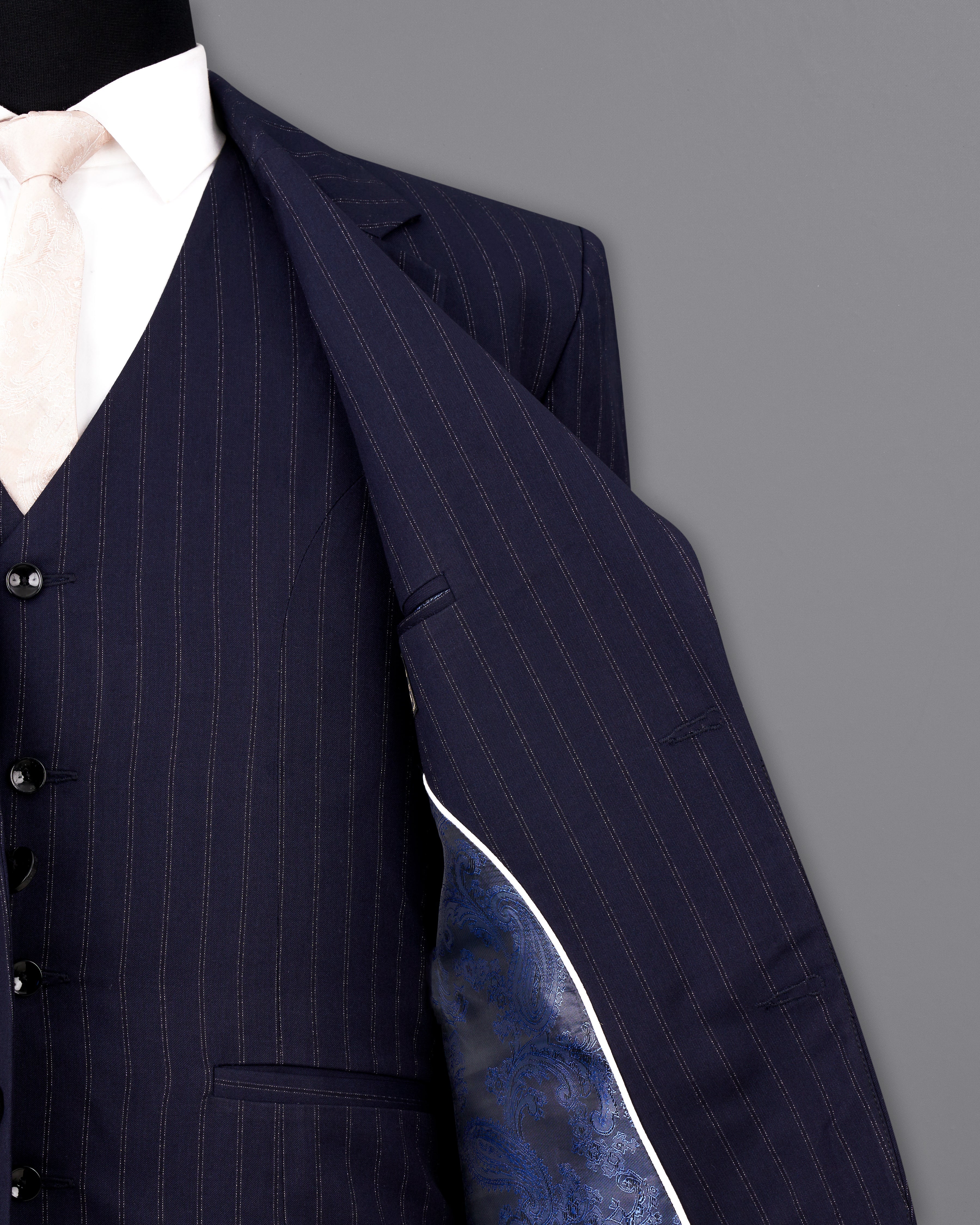 Mirage Navy Blue Striped Blazer BL2486-SB-36, BL2486-SB-38, BL2486-SB-40, BL2486-SB-42, BL2486-SB-44, BL2486-SB-46, BL2486-SB-48, BL2486-SB-50, BL2486-SB-52, BL2486-SB-54, BL2486-SB-56, BL2486-SB-58, BL2486-SB-60