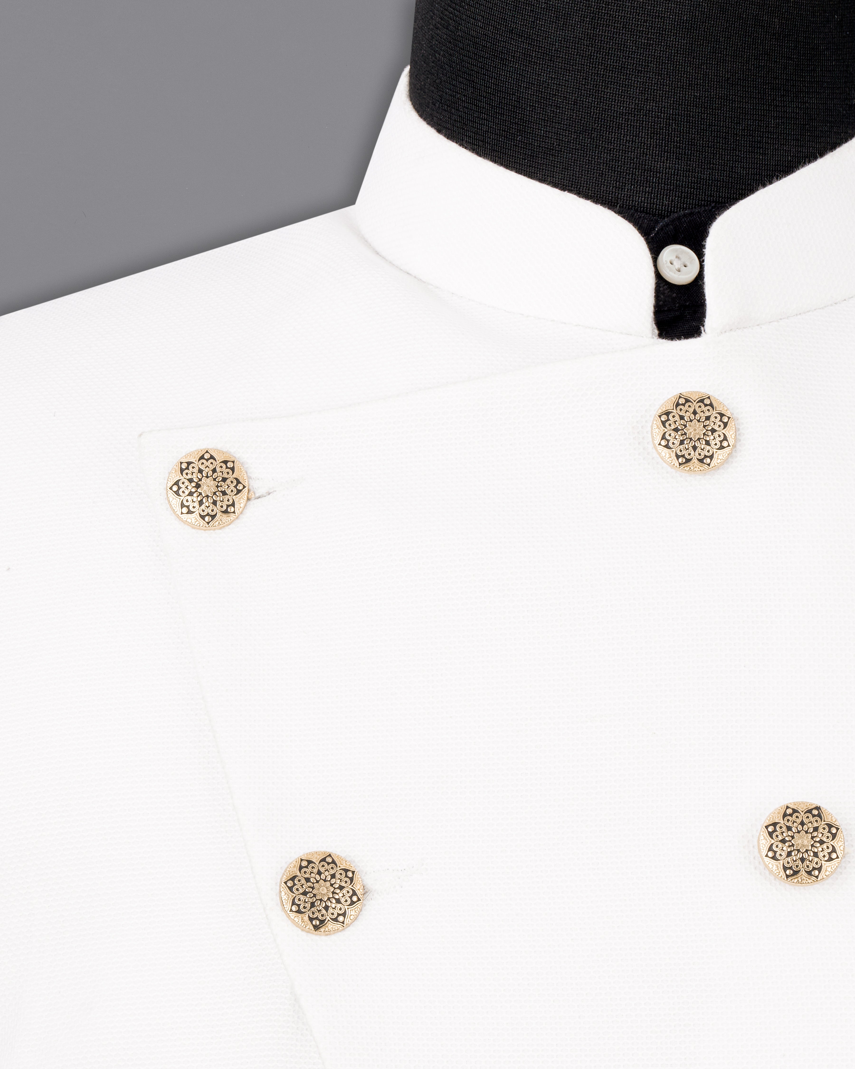 Bright White Cross Buttoned Premium Cotton Bandhgala Blazer BL2487-CBG3-36, BL2487-CBG3-38, BL2487-CBG3-40, BL2487-CBG3-42, BL2487-CBG3-44, BL2487-CBG3-46, BL2487-CBG3-48, BL2487-CBG3-50, BL2487-CBG3-52, BL2487-CBG3-54, BL2487-CBG3-56, BL2487-CBG3-58, BL2487-CBG3-60