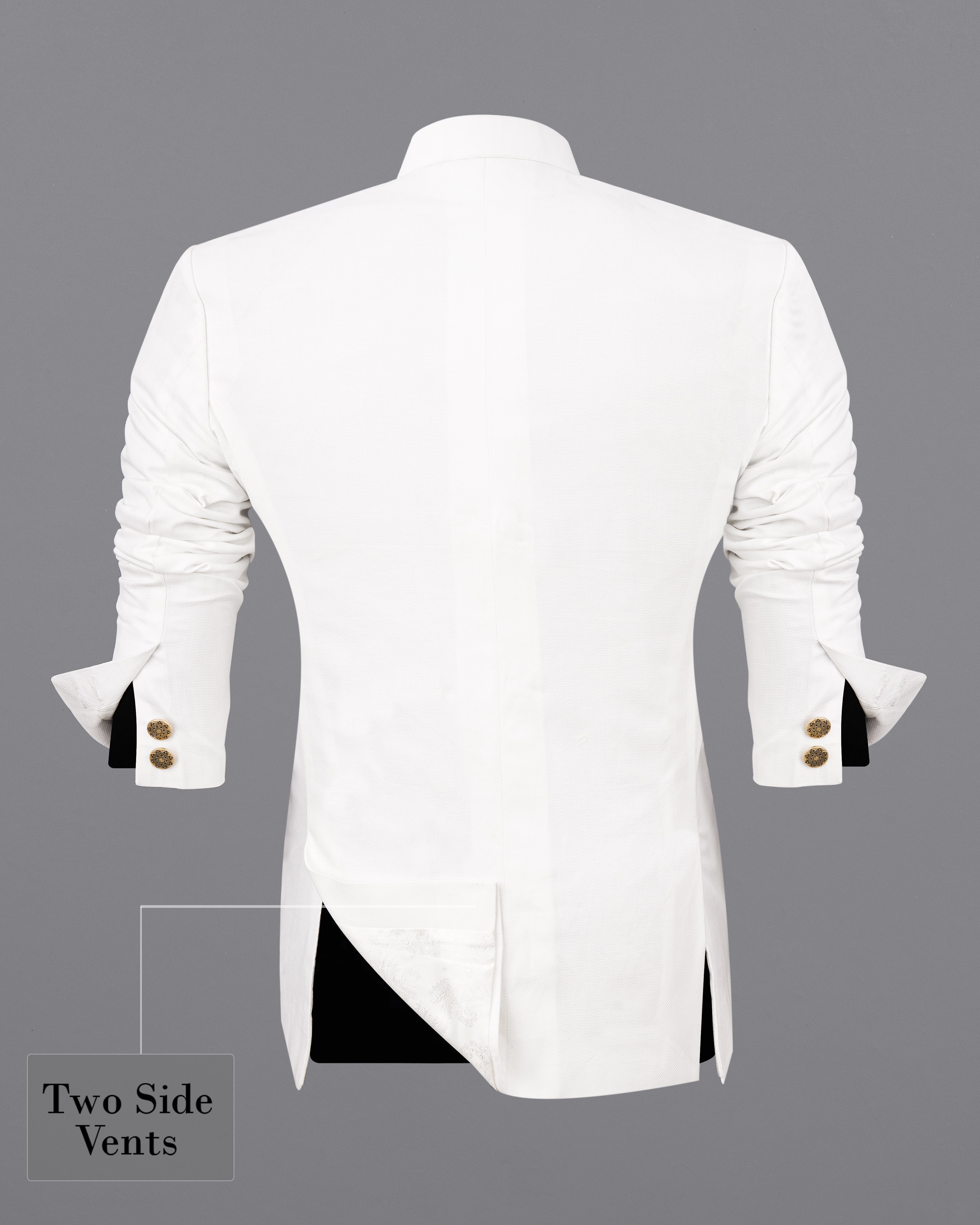 Bright White Cross Buttoned Premium Cotton Bandhgala Blazer BL2487-CBG3-36, BL2487-CBG3-38, BL2487-CBG3-40, BL2487-CBG3-42, BL2487-CBG3-44, BL2487-CBG3-46, BL2487-CBG3-48, BL2487-CBG3-50, BL2487-CBG3-52, BL2487-CBG3-54, BL2487-CBG3-56, BL2487-CBG3-58, BL2487-CBG3-60