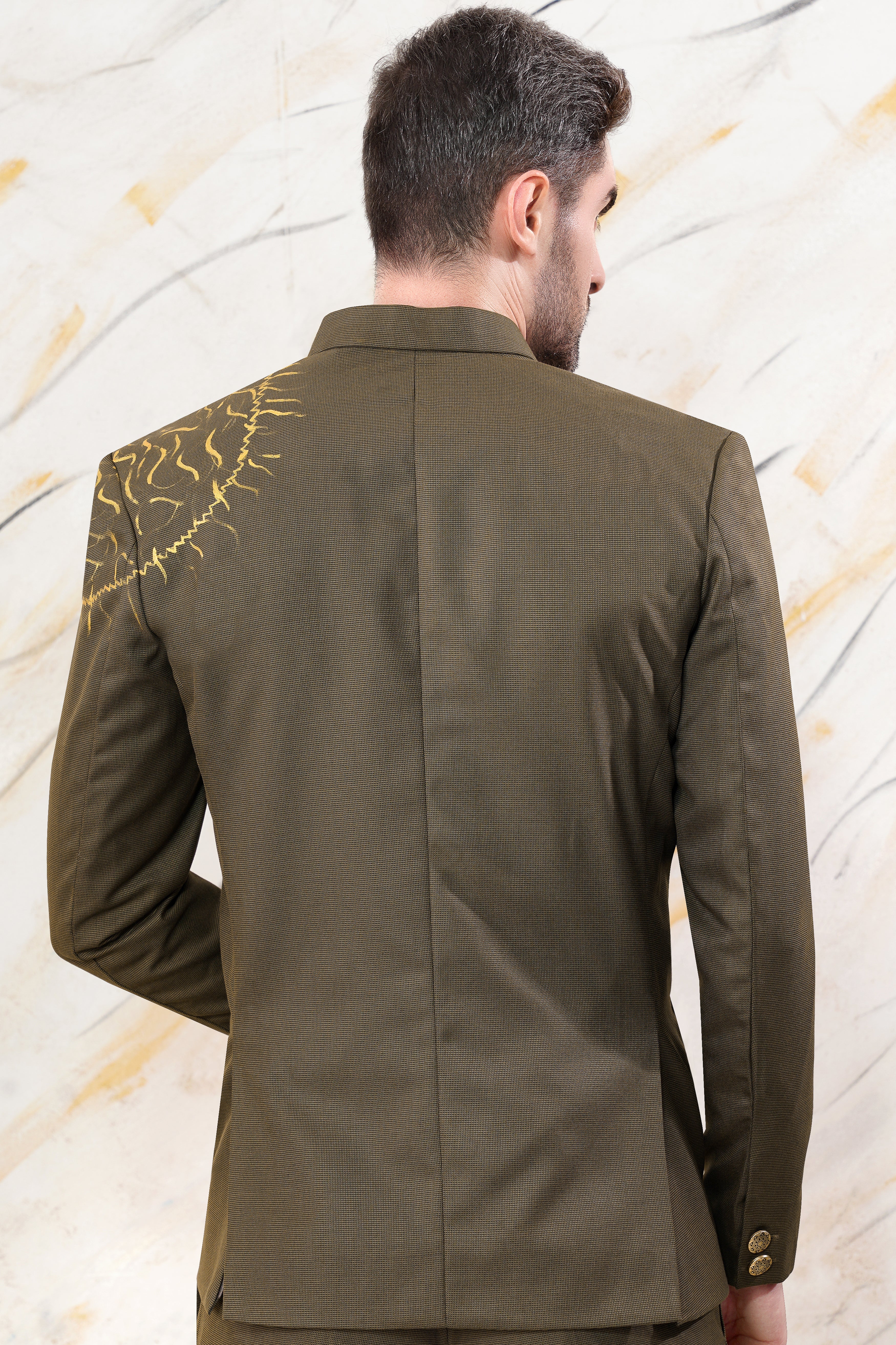 Millbrook Brown Hand Painted Cross Buttoned Wool Rich Bandhgala Designer Blazer BL2514-CBG-ART-36, BL2514-CBG-ART-38, BL2514-CBG-ART-40, BL2514-CBG-ART-42, BL2514-CBG-ART-44, BL2514-CBG-ART-46, BL2514-CBG-ART-48, BL2514-CBG-ART-50, BL2514-CBG-ART-52, BL2514-CBG-ART-54, BL2514-CBG-ART-56, BL2514-CBG-ART-58, BL2514-CBG-ART-60