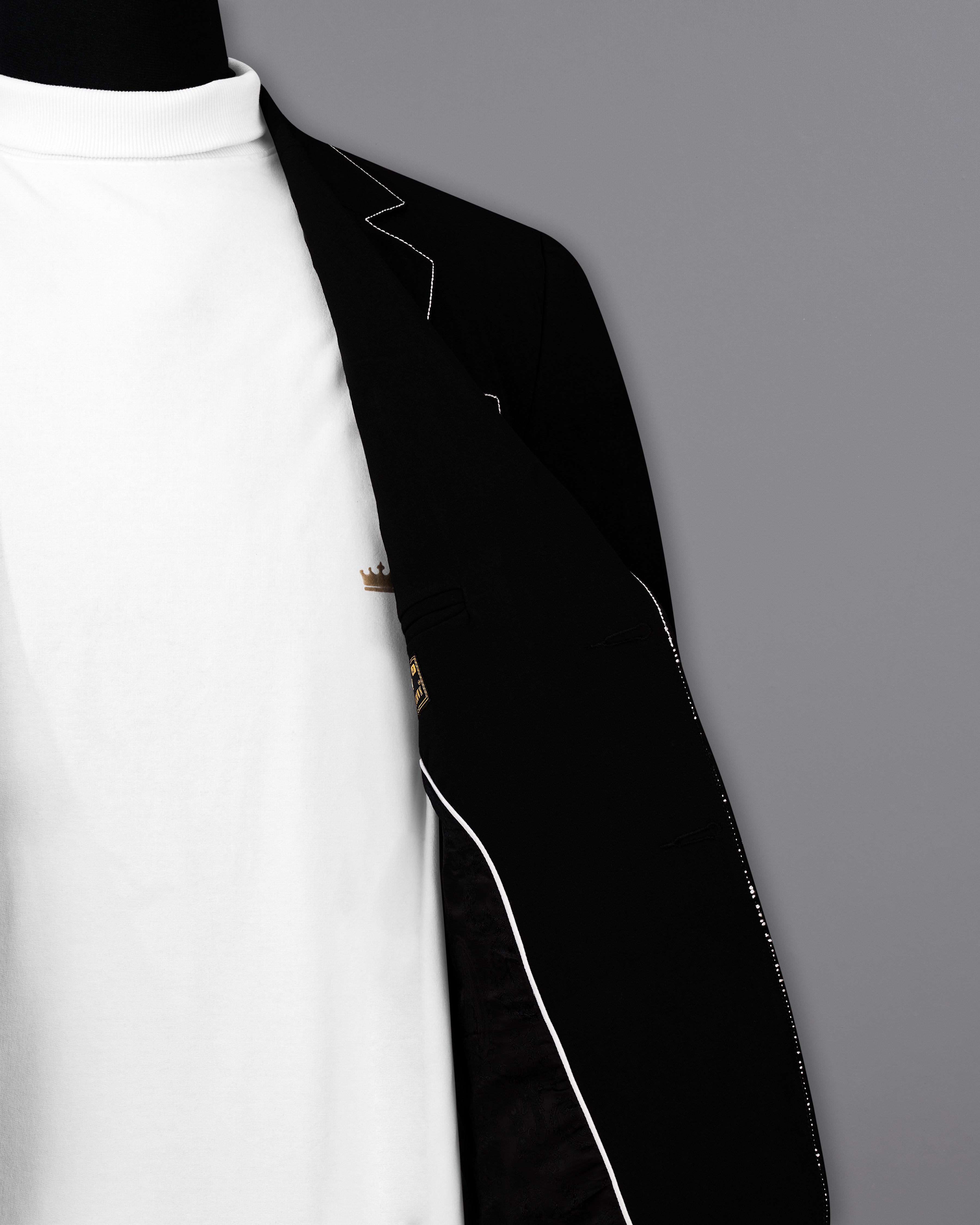 Jade Black with White Threadwork Designer Blazer BL2560-SB-D250-36, BL2560-SB-D250-38, BL2560-SB-D250-40, BL2560-SB-D250-42, BL2560-SB-D250-44, BL2560-SB-D250-46, BL2560-SB-D250-48, BL2560-SB-D250-50, BL2560-SB-D250-56, BL2560-SB-D250-54, BL2560-SB-D250-56, BL2560-SB-D250-58, BL2560-SB-D250-60