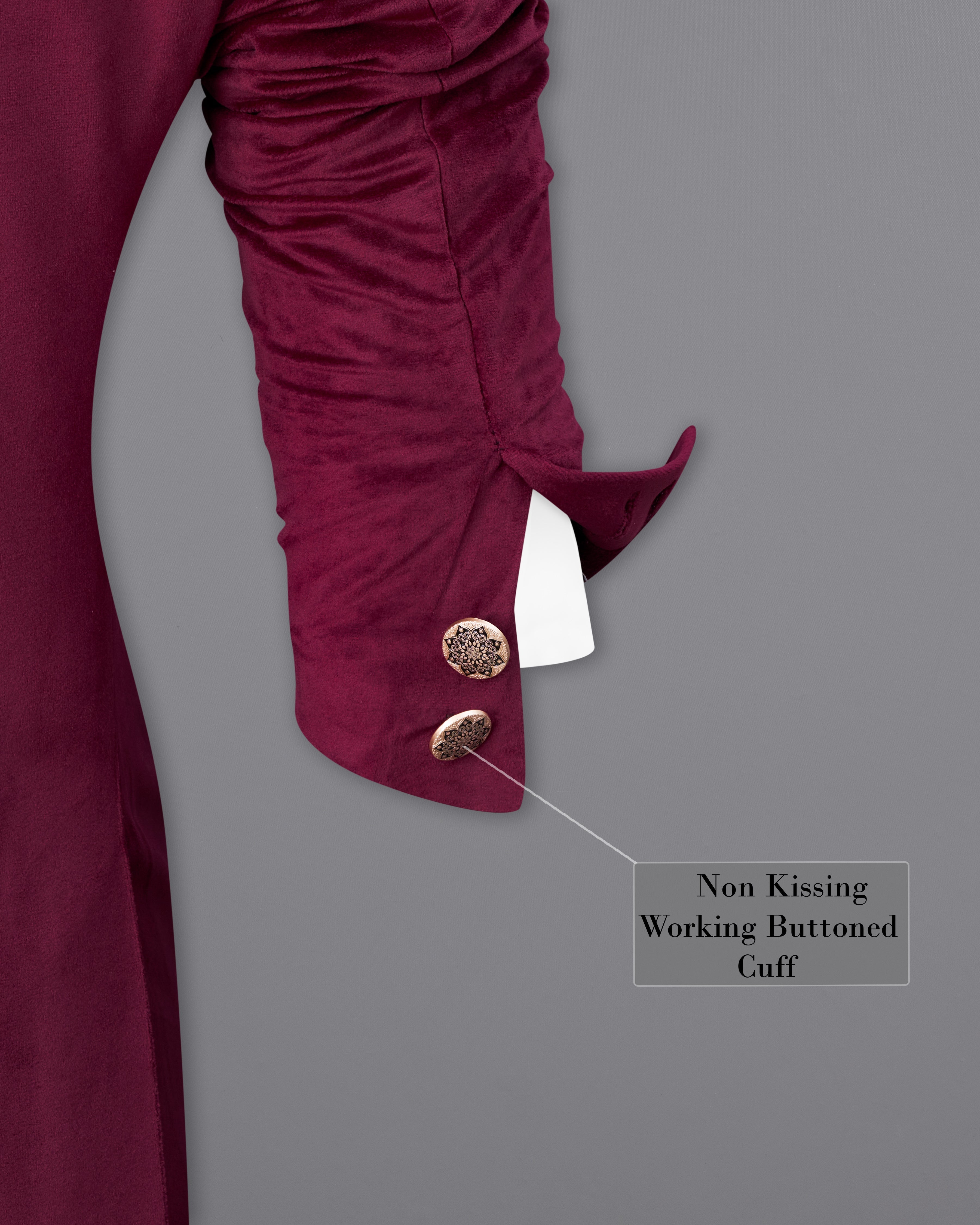 Barossa Maroon Cross Buttoned Bandhgala Velvet Blazer BL2587-CBG-36,BL2587-CBG-38,BL2587-CBG-40,BL2587-CBG-42,BL2587-CBG-44,BL2587-CBG-46,BL2587-CBG-48,BL2587-CBG-50,,BL2587-CBG-52,BL2587-CBG-54,BL2587-CBG-56,BL2587-CBG-58,BL2587-CBG-60