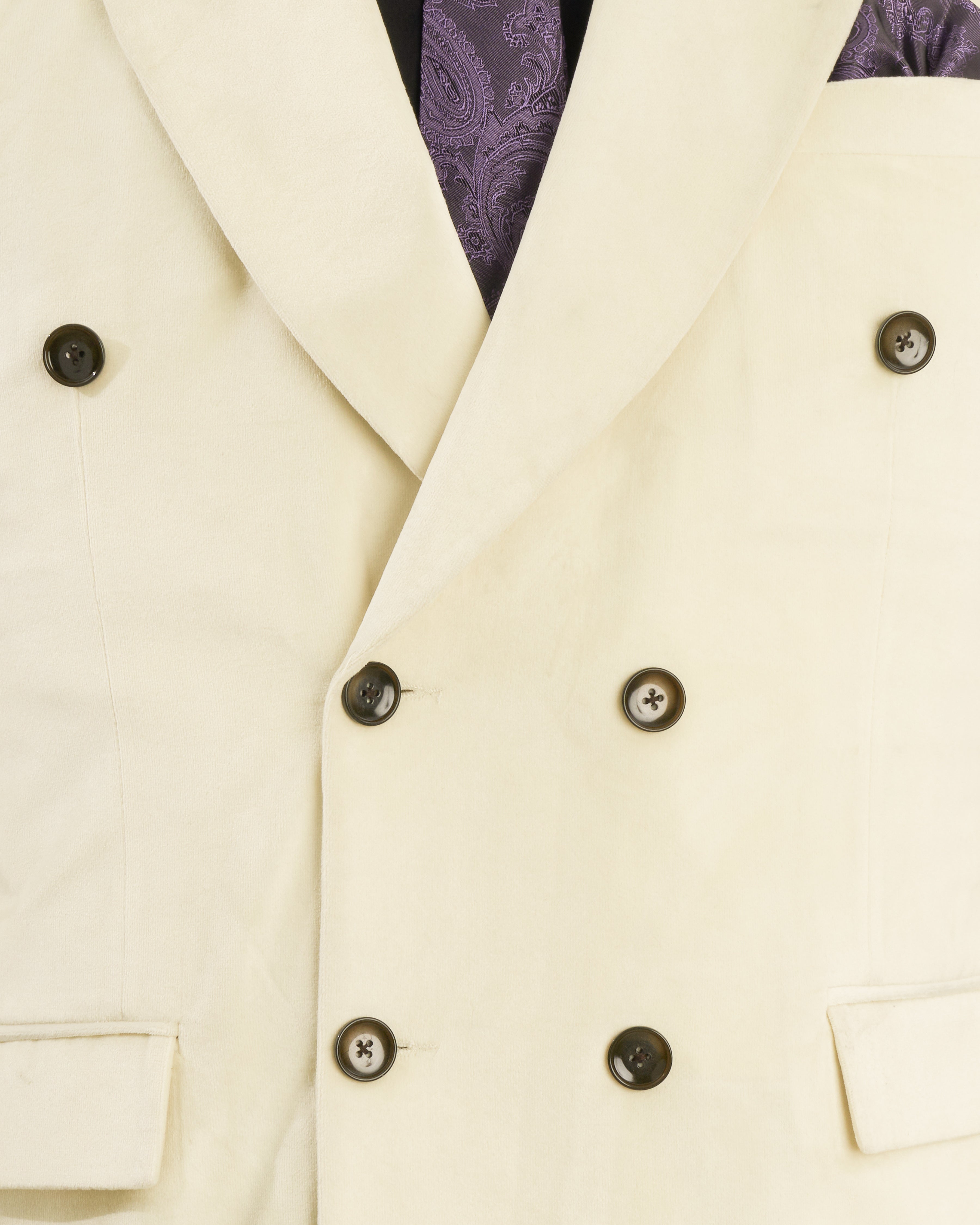 Eggshell Cream Double Breasted Velvet Blazer BL2591-DB-36,BL2591-DB-38,BL2591-DB-40,BL2591-DB-42,BL2591-DB-44,BL2591-DB-46,BL2591-DB-48,BL2591-DB-50,,BL2591-DB-52,BL2591-DB-54,BL2591-DB-56,BL2591-DB-58,BL2591-DB-60