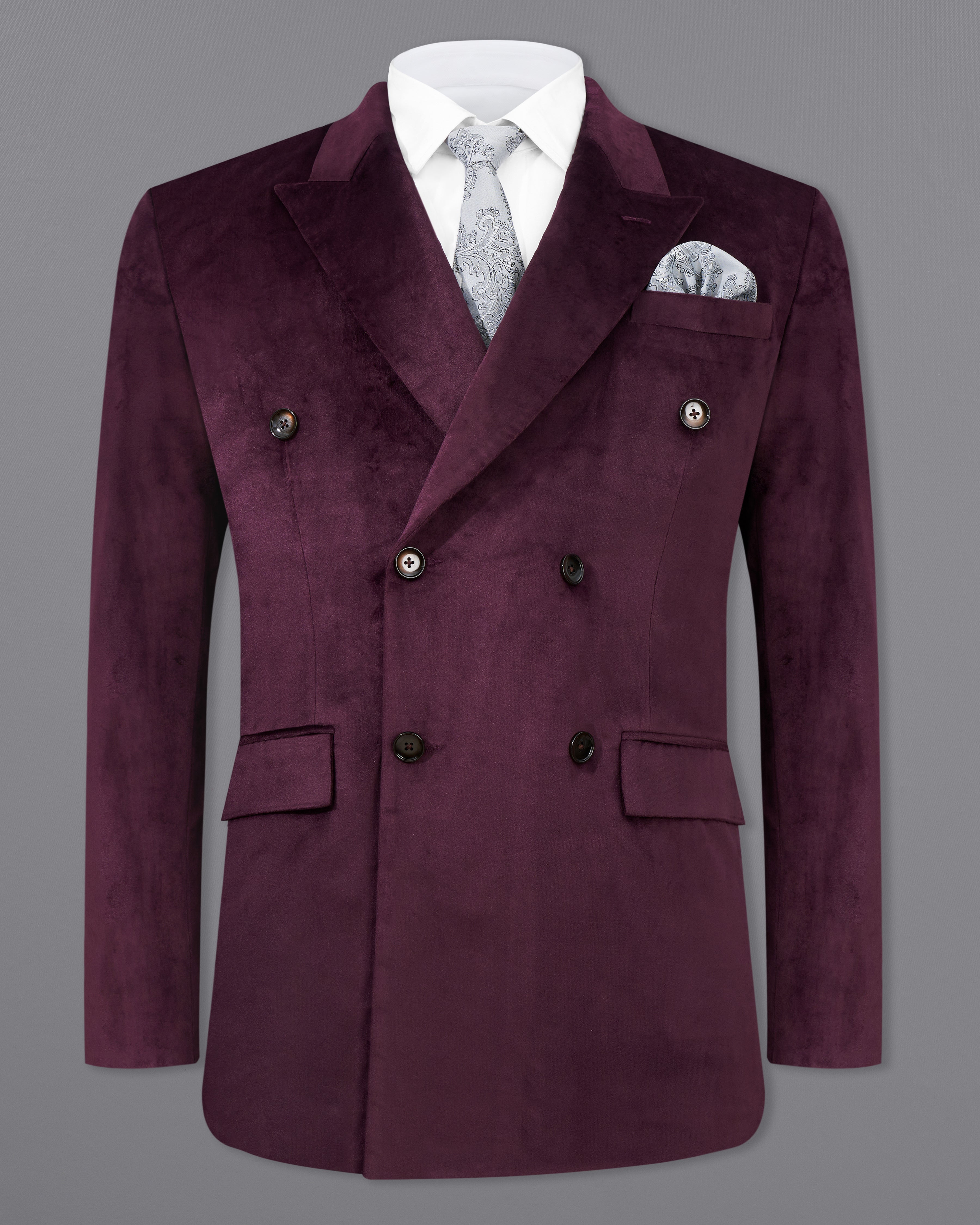 Eclipse Maroon Double Breasted Velvet Blazer BL2597-DB-36,BL2597-DB-38,BL2597-DB-40,BL2597-DB-42,BL2597-DB-44,BL2597-DB-46,BL2597-DB-48,BL2597-DB-50,,BL2597-DB-52,BL2597-DB-54,BL2597-DB-56,BL2597-DB-58,BL2597-DB-60