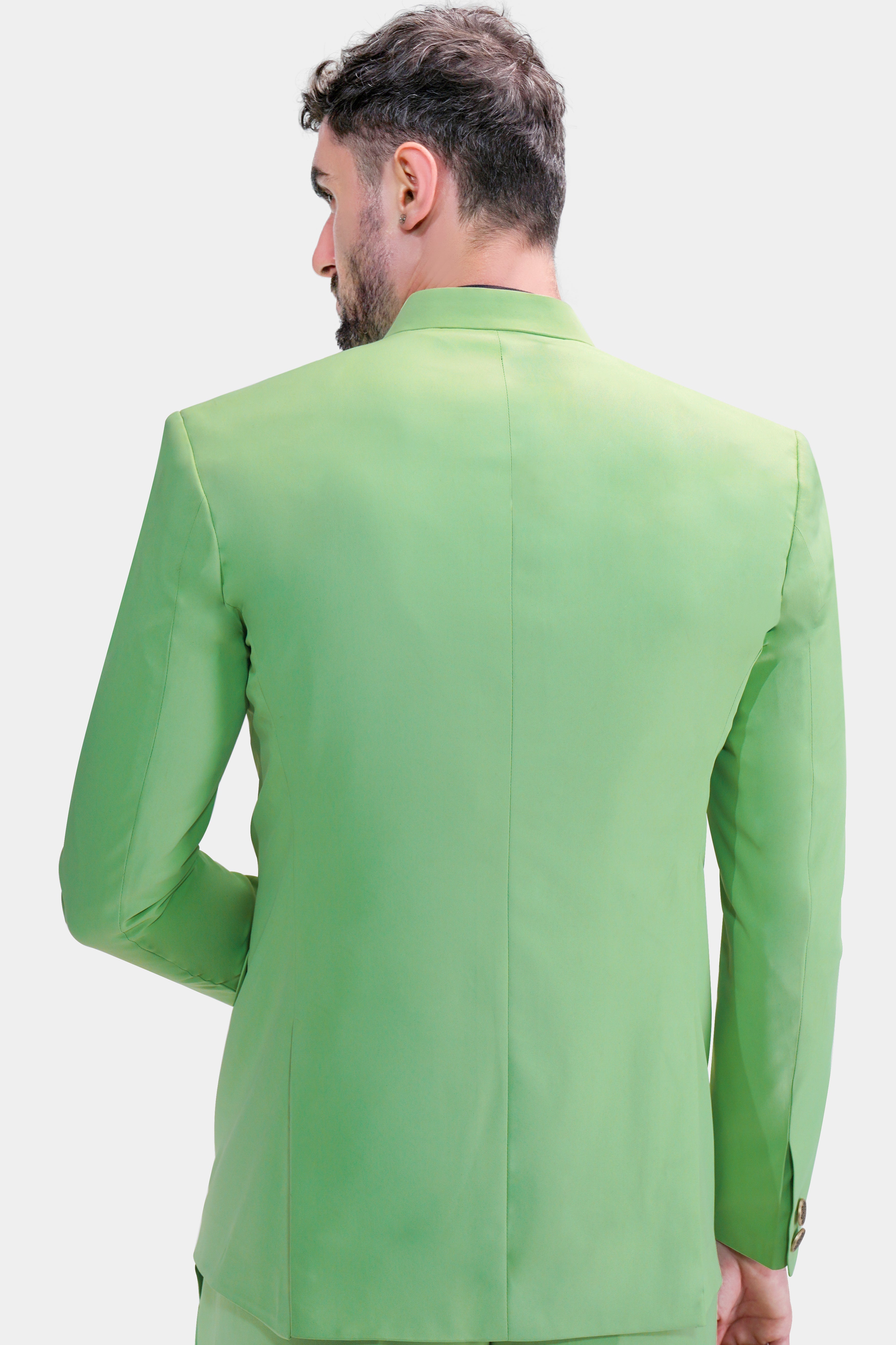 Pistachio Green Wool Rich Bandhgala Blazer BL2752-BG-36, BL2752-BG-38, BL2752-BG-40, BL2752-BG-42, BL2752-BG-44, BL2752-BG-46, BL2752-BG-48, BL2752-BG-50, BL2752-BG-52, BL2752-BG-54, BL2752-BG-56, BL2752-BG-58, BL2752-BG-60