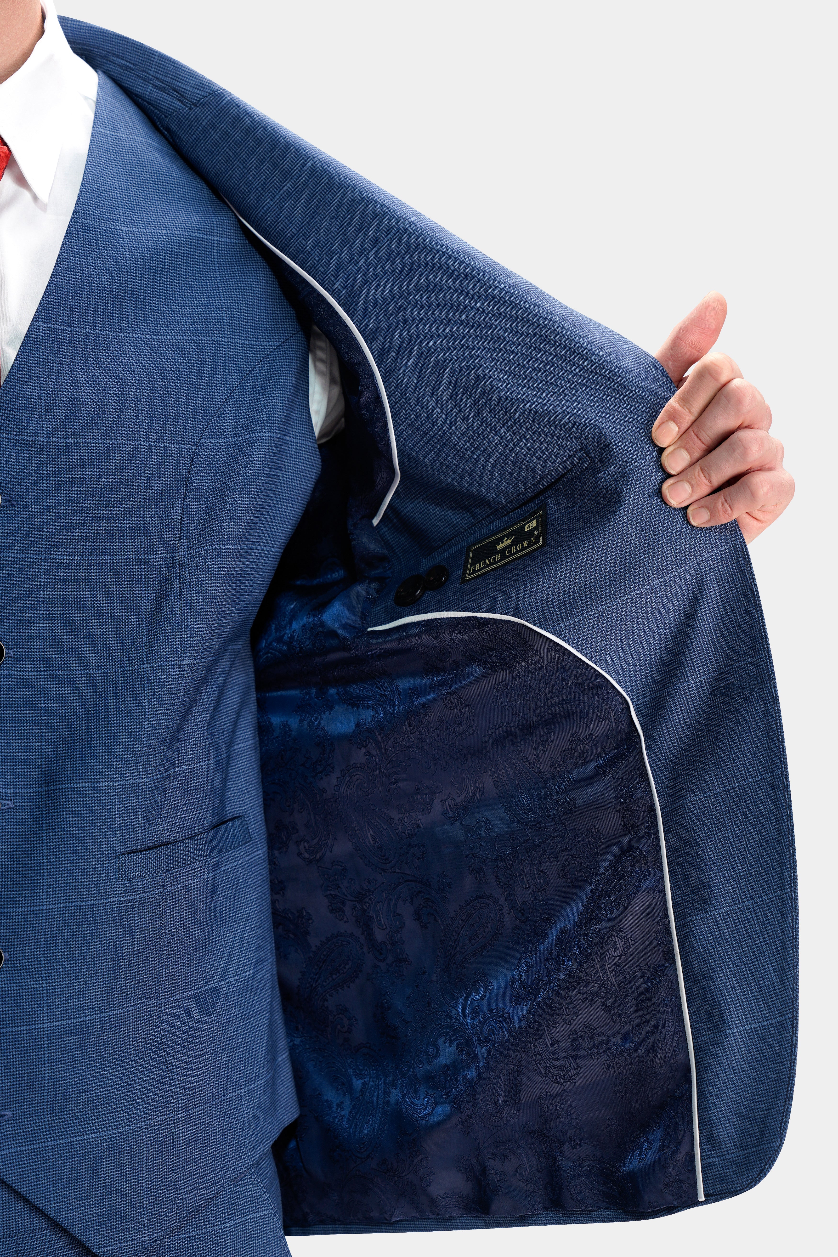 Gun Powder Blue Windowpane Wool Rich Stretchable Blazer BL2760-SB-36, BL2760-SB-38, BL2760-SB-40, BL2760-SB-42, BL2760-SB-44, BL2760-SB-46, BL2760-SB-48, BL2760-SB-50, BL2760-SB-52, BL2760-SB-54, BL2760-SB-56, BL2760-SB-58, BL2760-SB-60