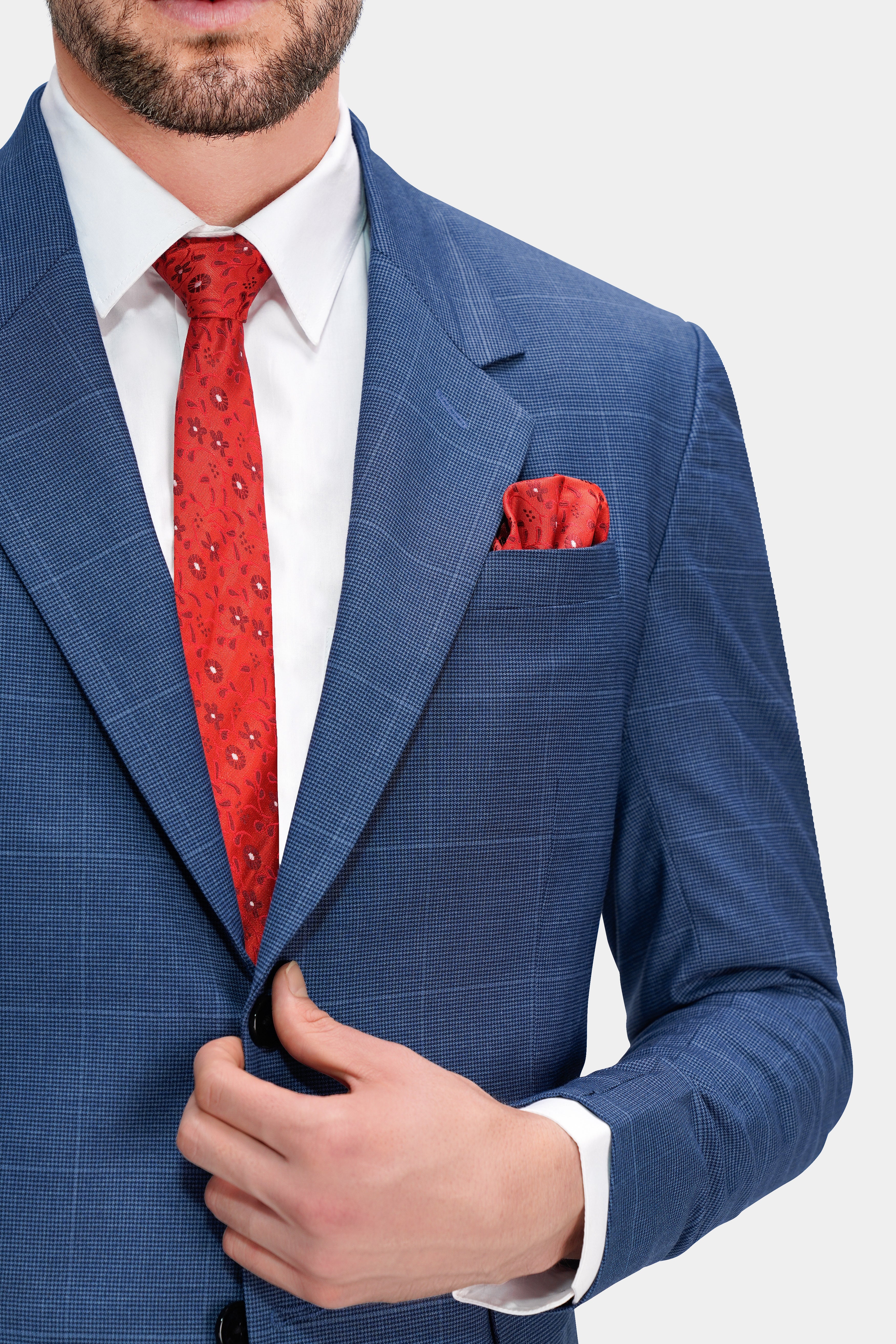 Gun Powder Blue Windowpane Wool Rich Stretchable Blazer BL2760-SB-36, BL2760-SB-38, BL2760-SB-40, BL2760-SB-42, BL2760-SB-44, BL2760-SB-46, BL2760-SB-48, BL2760-SB-50, BL2760-SB-52, BL2760-SB-54, BL2760-SB-56, BL2760-SB-58, BL2760-SB-60