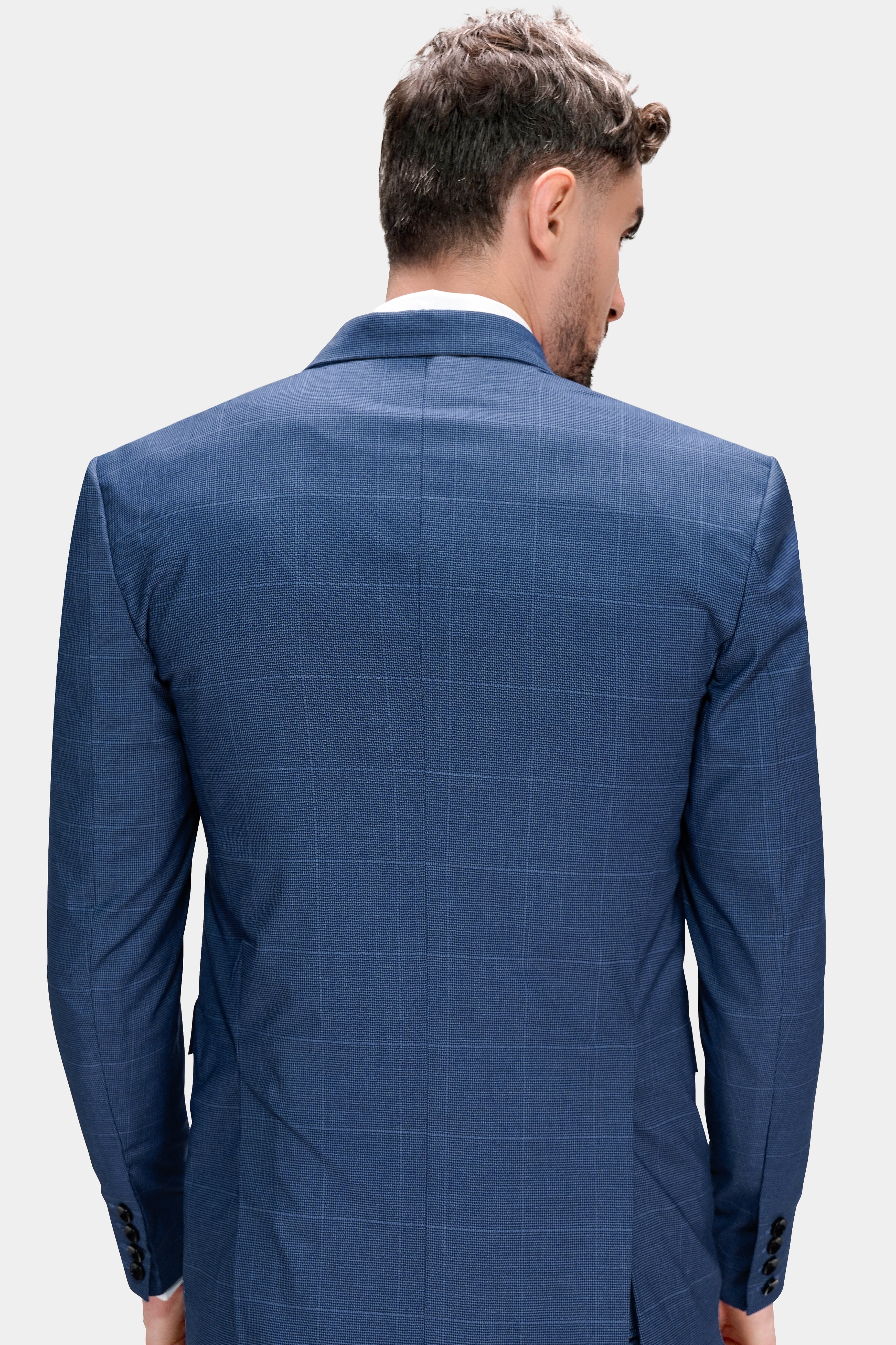 Gun Powder Blue Windowpane Wool Rich Stretchable Blazer BL2760-SB-36, BL2760-SB-38, BL2760-SB-40, BL2760-SB-42, BL2760-SB-44, BL2760-SB-46, BL2760-SB-48, BL2760-SB-50, BL2760-SB-52, BL2760-SB-54, BL2760-SB-56, BL2760-SB-58, BL2760-SB-60