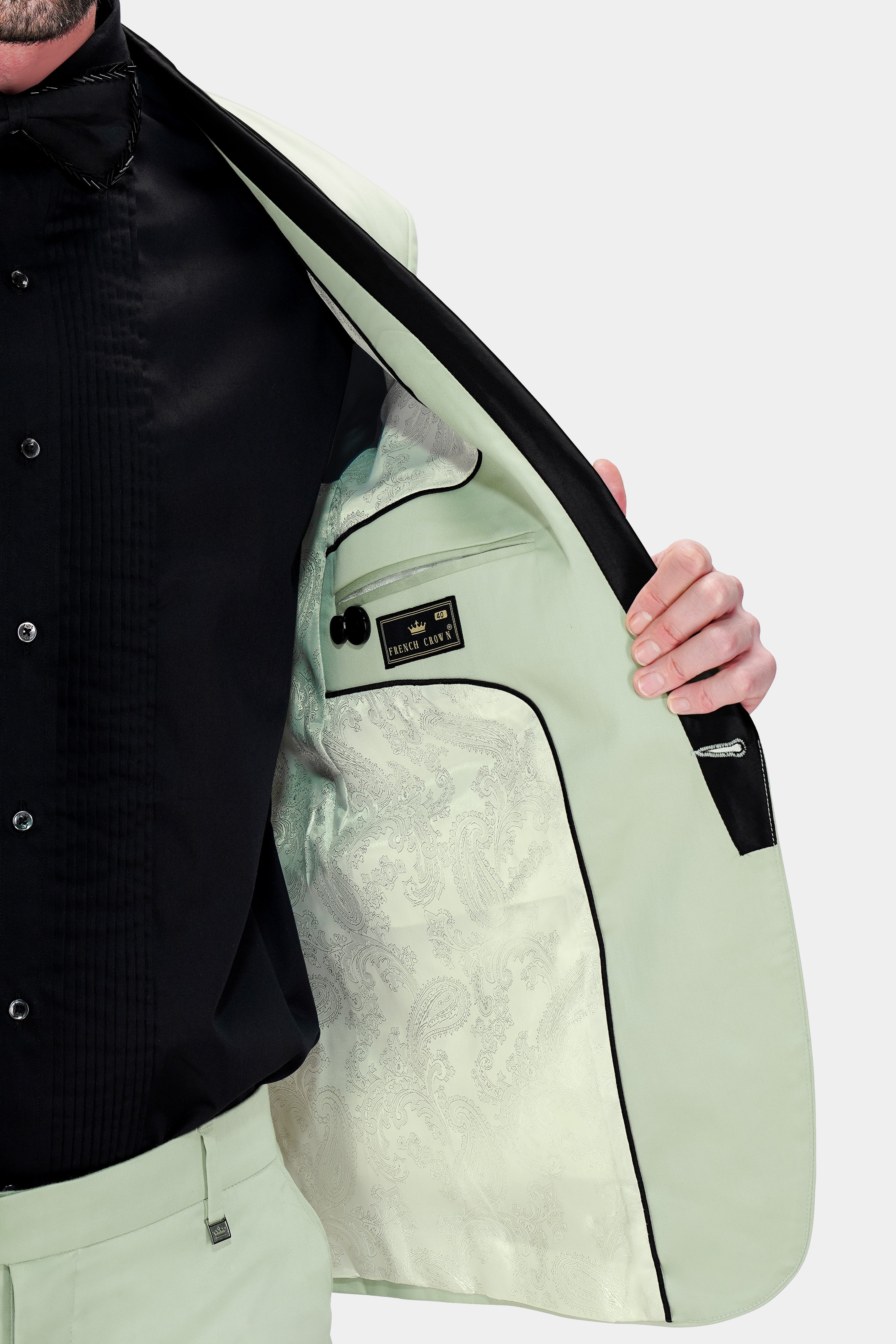 Coriander Green Premium Cotton Tuxedo Stretchable Traveler Blazer BL2795-BKL-36, BL2795-BKL-38, BL2795-BKL-40, BL2795-BKL-42, BL2795-BKL-44, BL2795-BKL-46, BL2795-BKL-48, BL2795-BKL-50, BL2795-BKL-52, BL2795-BKL-54, BL2795-BKL-56, BL2795-BKL-58, BL2795-BKL-60