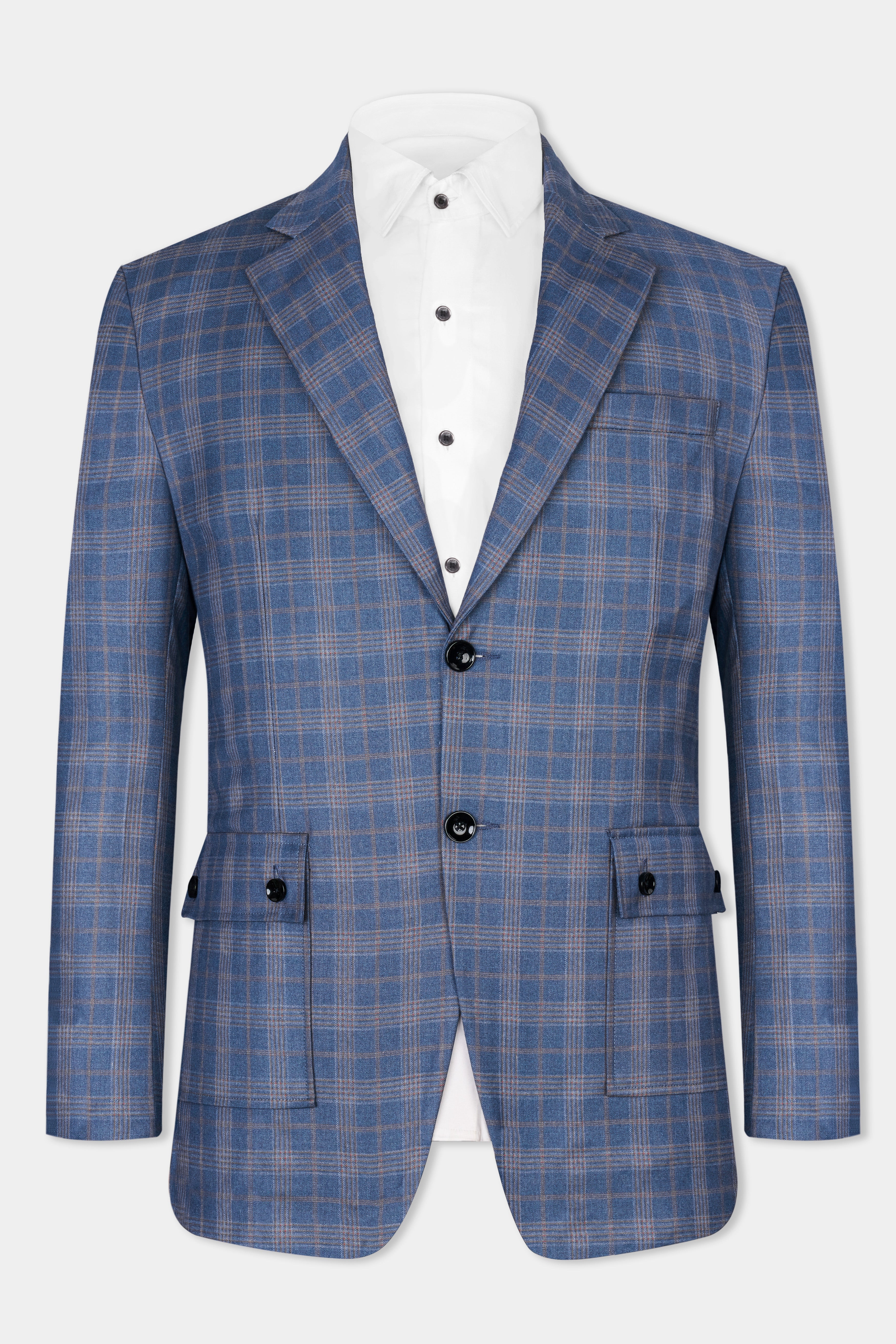 Alaskan Blue and Nevada Brown Plaid Wool Rich Designer Blazer BL2836-SB-D387-36, BL2836-SB-D387-38, BL2836-SB-D387-40, BL2836-SB-D387-42, BL2836-SB-D387-44, BL2836-SB-D387-46, BL2836-SB-D387-48, BL2836-SB-D387-50, BL2836-SB-D387-52, BL2836-SB-D387-54, BL2836-SB-D387-56, BL2836-SB-D387-58, BL2836-SB-D387-60