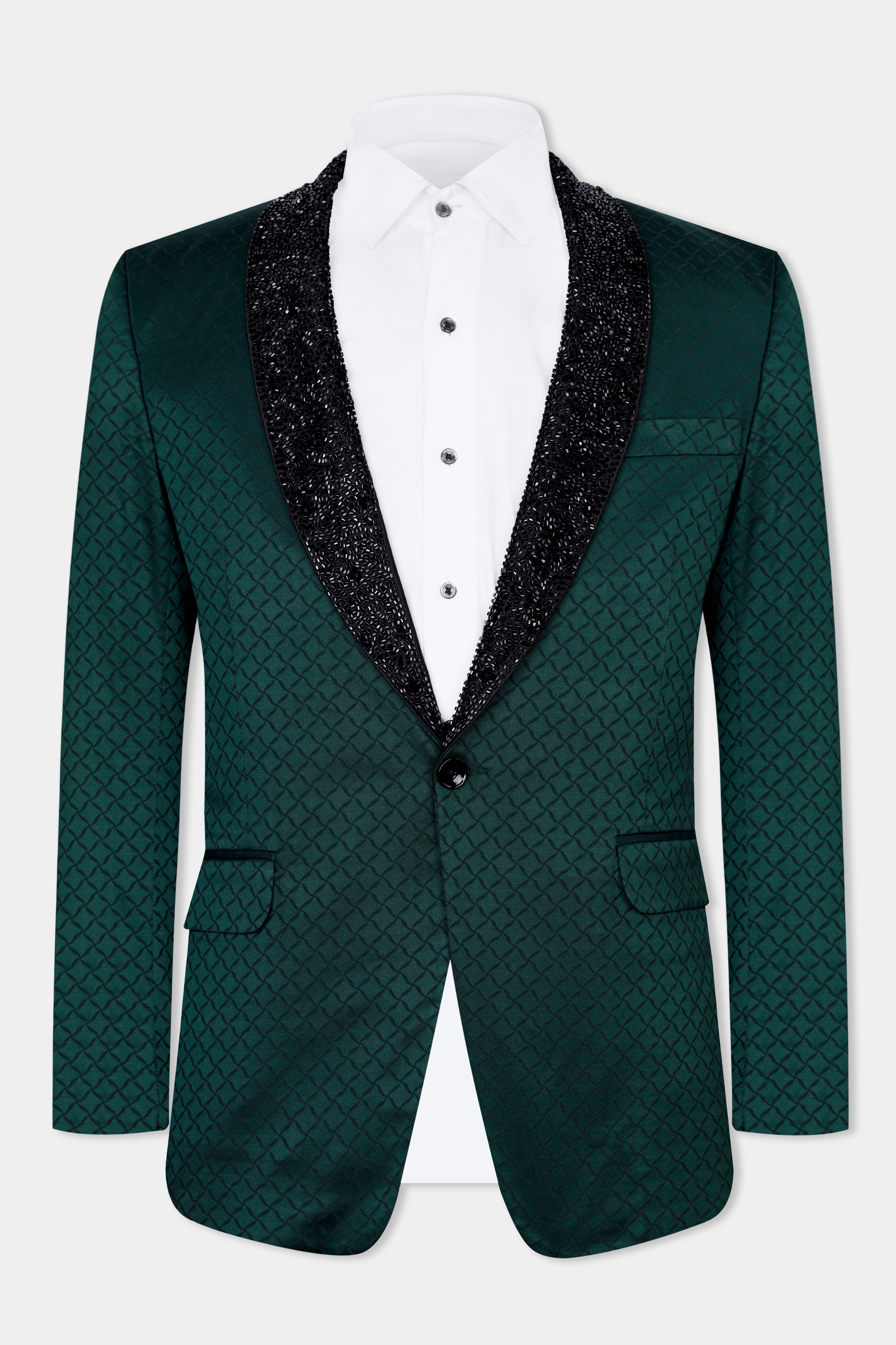 Everglade Green Jacquard Textured Designer Tuxedo Blazer BL2851-KWL-D118-36, BL2851-KWL-D118-38, BL2851-KWL-D118-40, BL2851-KWL-D118-42, BL2851-KWL-D118-44, BL2851-KWL-D118-46, BL2851-KWL-D118-48, BL2851-KWL-D118-50, BL2851-KWL-D118-52, BL2851-KWL-D118-54, BL2851-KWL-D118-56, BL2851-KWL-D118-58, BL2851-KWL-D118-60