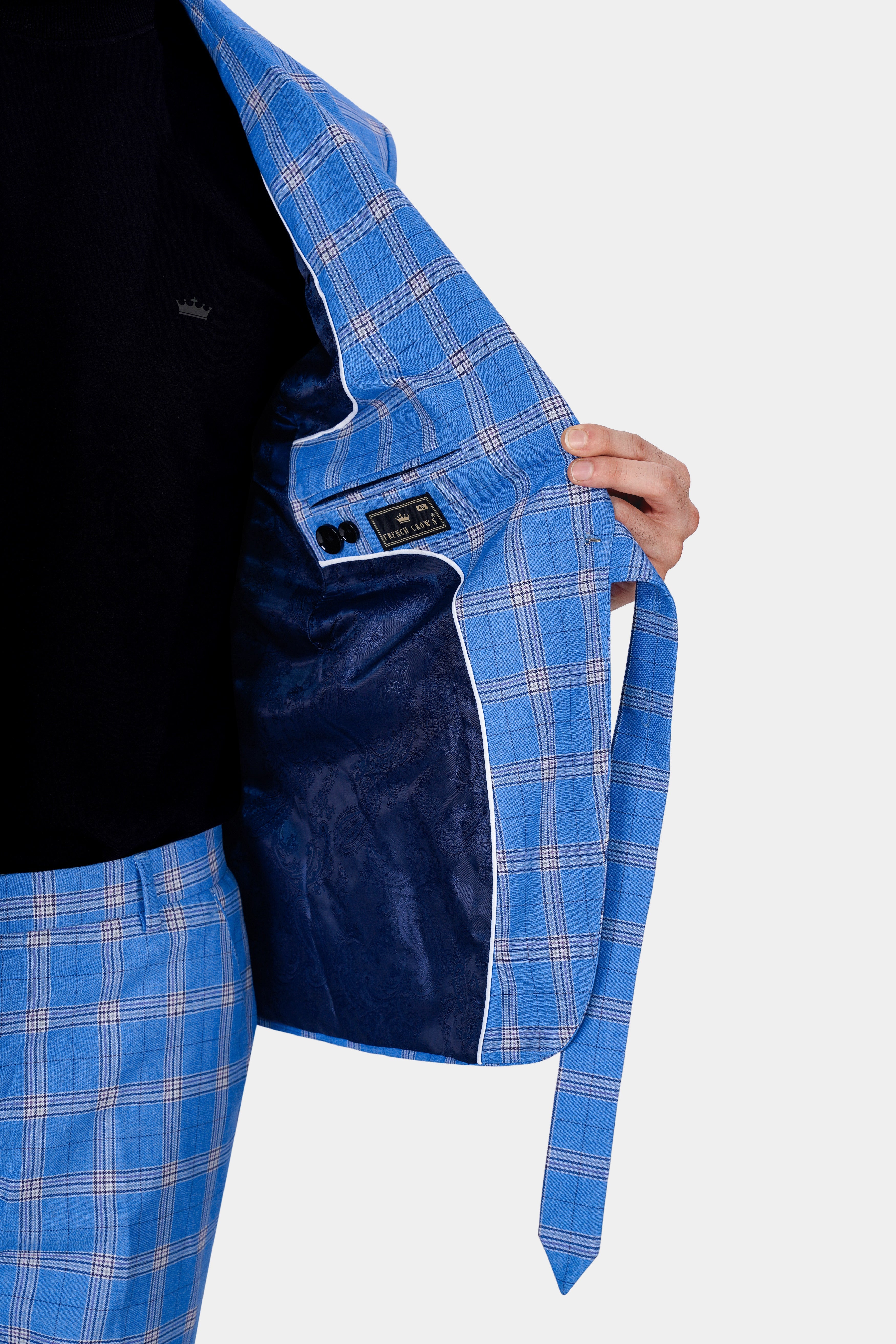 Celestial Blue and Martinique Purple Plaid Wool Rich Designer Blazer BL2855-SB-D396-36, BL2855-SB-D396-38, BL2855-SB-D396-40, BL2855-SB-D396-42, BL2855-SB-D396-44, BL2855-SB-D396-46, BL2855-SB-D396-48, BL2855-SB-D396-50, BL2855-SB-D396-52, BL2855-SB-D396-54, BL2855-SB-D396-56, BL2855-SB-D396-58, BL2855-SB-D396-60