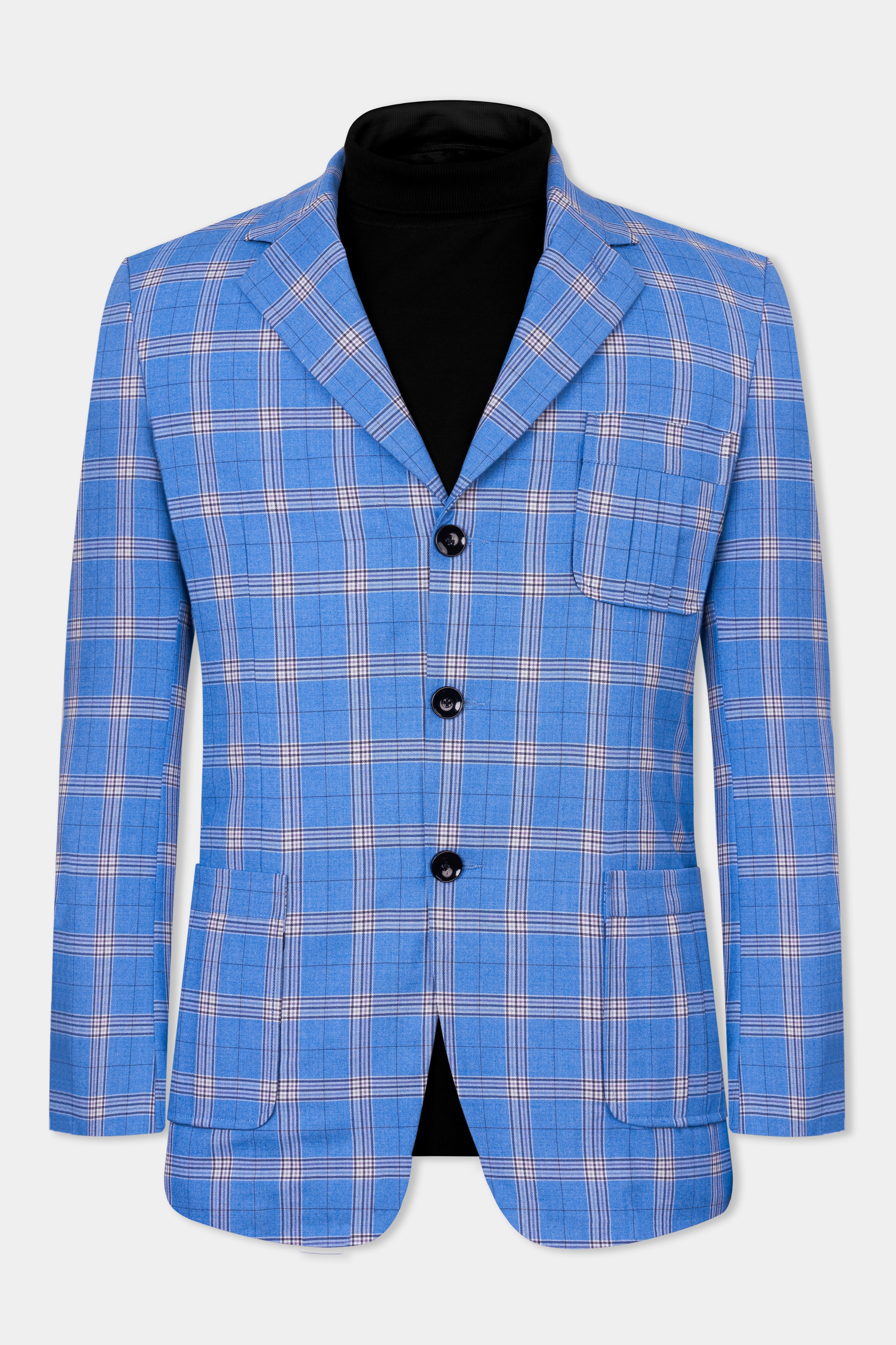 Celestial Blue and Martinique Purple Plaid Wool Rich Designer Blazer BL2856-SB-D395-36, BL2856-SB-D395-38, BL2856-SB-D395-40, BL2856-SB-D395-42, BL2856-SB-D395-44, BL2856-SB-D395-46, BL2856-SB-D395-48, BL2856-SB-D395-50, BL2856-SB-D395-52, BL2856-SB-D395-54, BL2856-SB-D395-56, BL2856-SB-D395-58, BL2856-SB-D395-60
