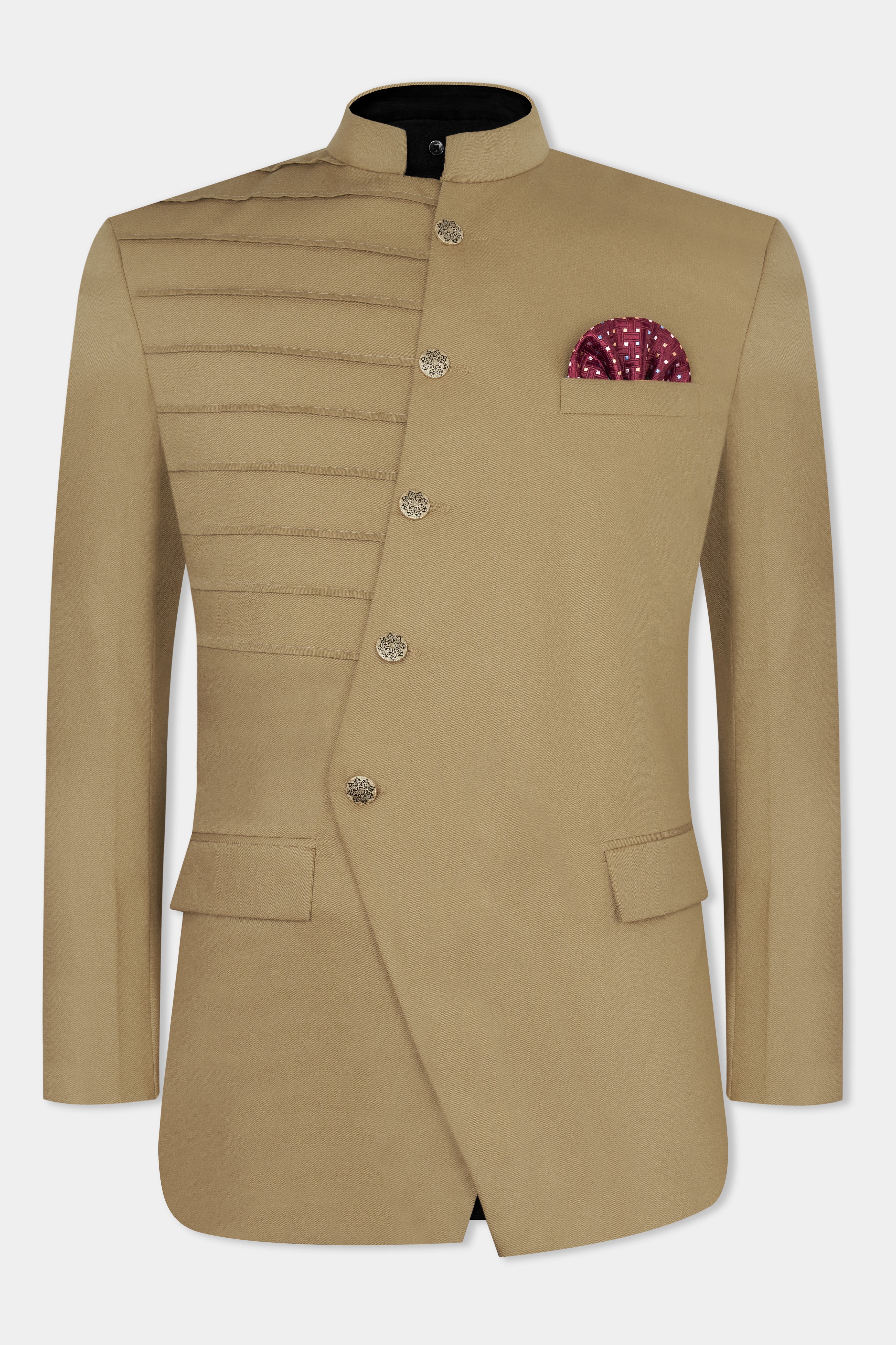 Sandrift Brown Wool Rich Bandhgala Designer Blazer BL2858-BG-D356-36, BL2858-BG-D356-38, BL2858-BG-D356-40, BL2858-BG-D356-42, BL2858-BG-D356-44, BL2858-BG-D356-46, BL2858-BG-D356-48, BL2858-BG-D356-50, BL2858-BG-D356-52, BL2858-BG-D356-54, BL2858-BG-D356-56, BL2858-BG-D356-58, BL2858-BG-D356-60