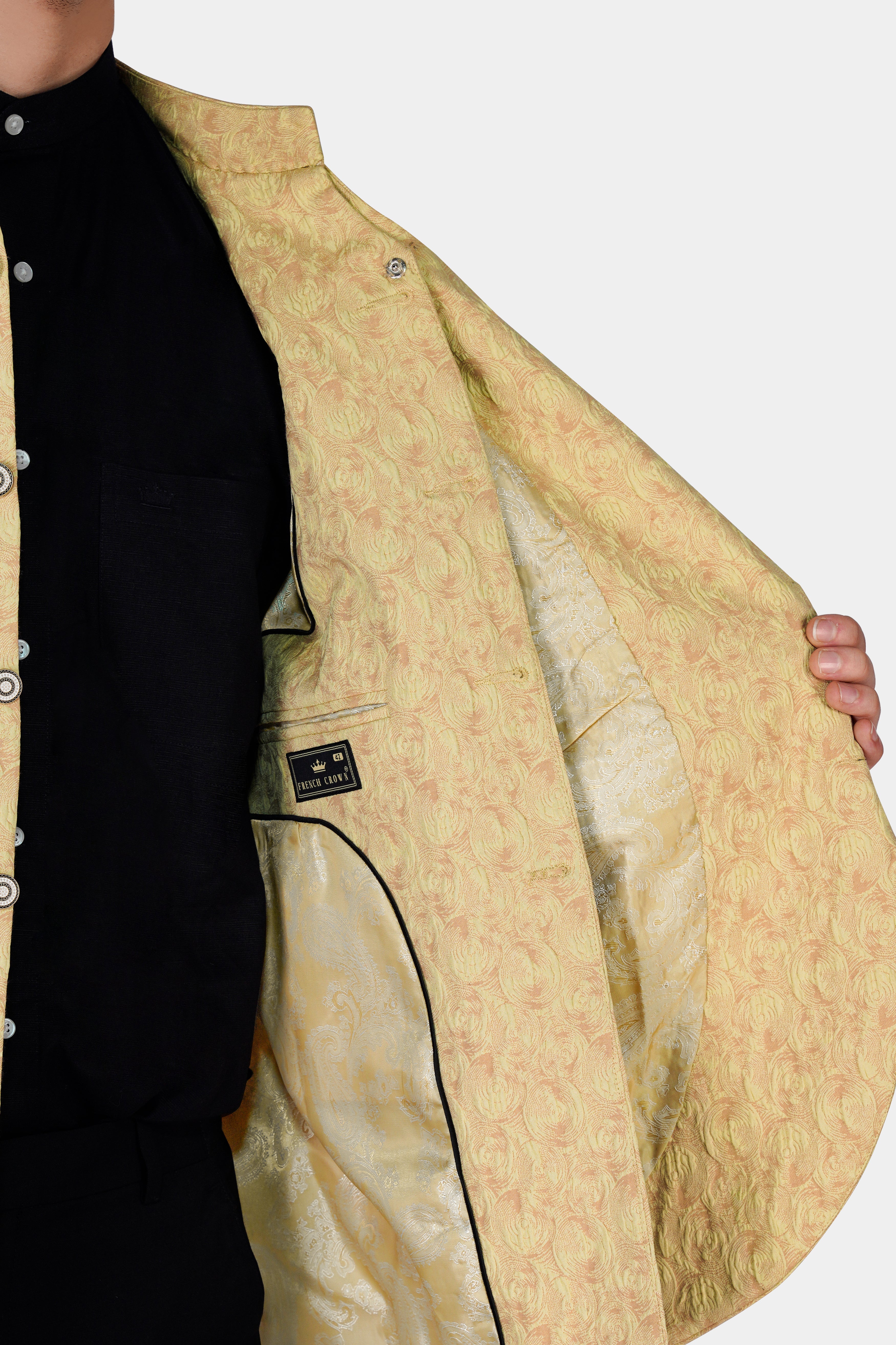 Putty Brown Textured Cross Buttoned Bandhgala Designer Blazer BL2866-D432-36, BL2866-D432-38, BL2866-D432-40, BL2866-D432-42, BL2866-D432-44, BL2866-D432-46, BL2866-D432-48, BL2866-D432-50, BL2866-D432-66, BL2866-D432-54, BL2866-D432-56, BL2866-D432-58, BL2866-D432-60