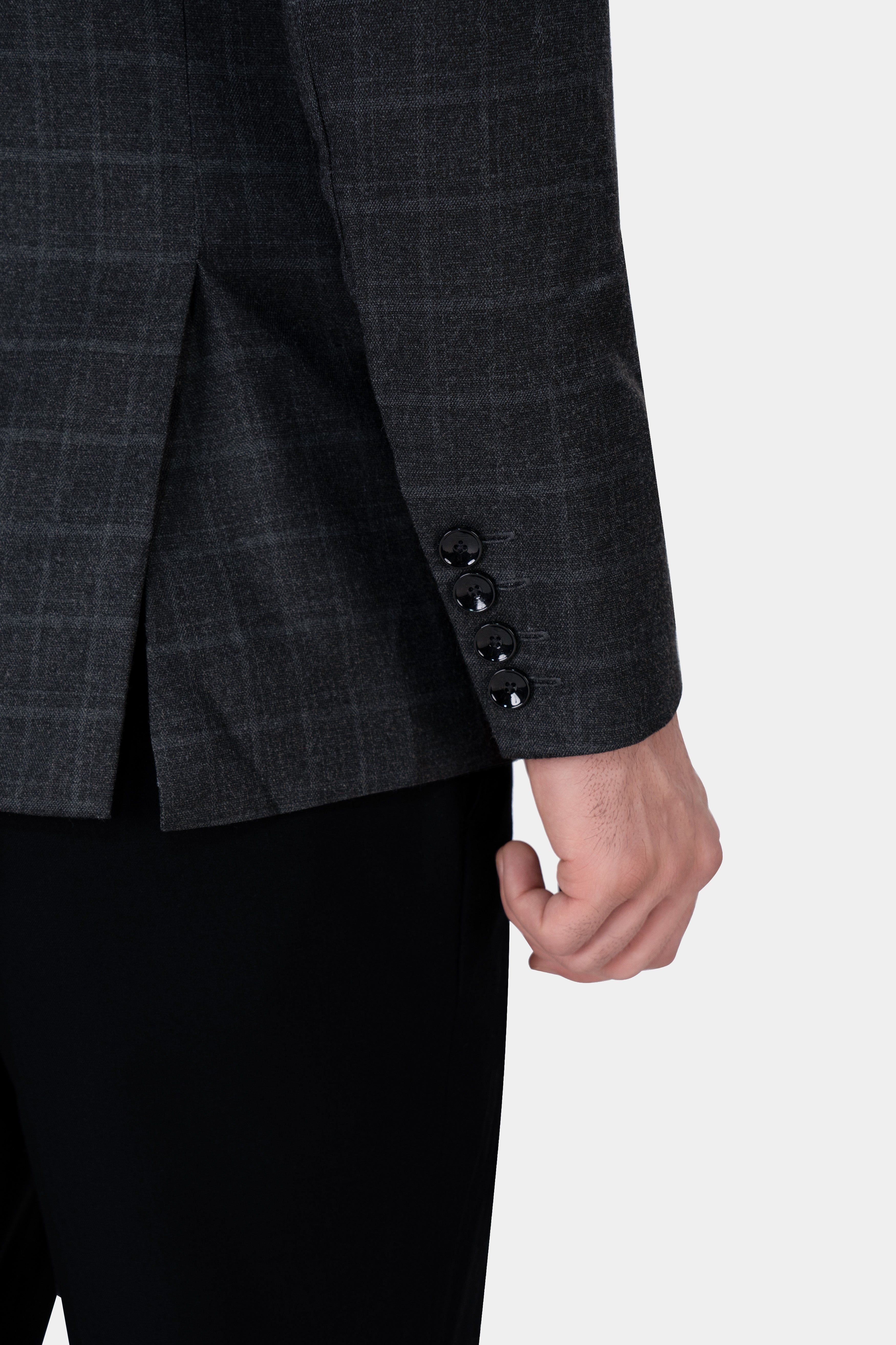Vulcan Black with Marengo Gray Windowpane Tweed Designer Blazer BL2875-SB-D320-36, BL2875-SB-D320-38, BL2875-SB-D320-40, BL2875-SB-D320-42, BL2875-SB-D320-44, BL2875-SB-D320-46, BL2875-SB-D320-48, BL2875-SB-D320-50, BL2875-SB-D320-75-SB, BL2875-SB-D320-54, BL2875-SB-D320-56, BL2875-SB-D320-58, BL2875-SB-D320-60