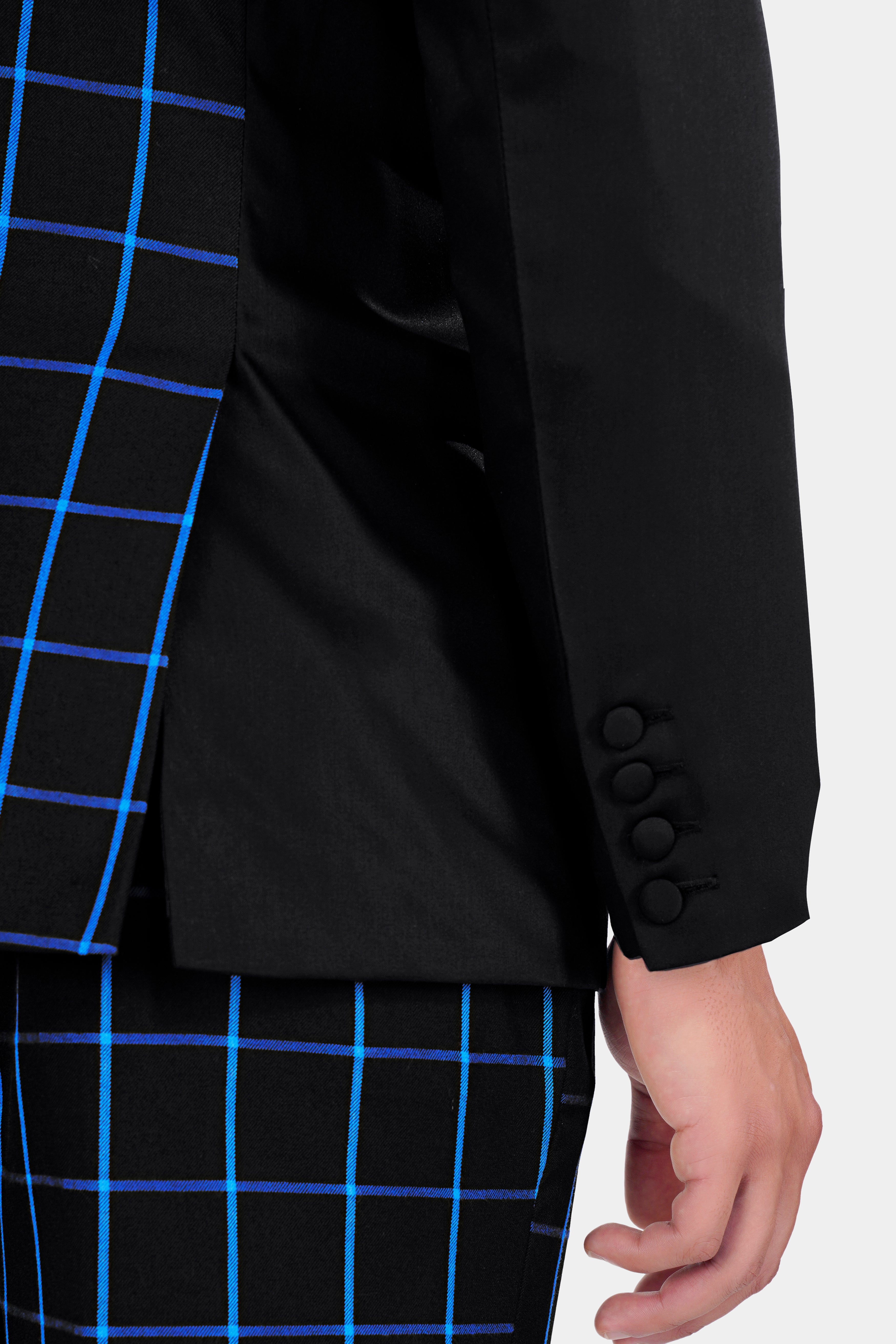 Half Black and Half Windowpane Wool Rich Designer Blazer BL2897-SB-D51-36, BL2897-SB-D51-38, BL2897-SB-D51-40, BL2897-SB-D51-42, BL2897-SB-D51-44, BL2897-SB-D51-46, BL2897-SB-D51-48, BL2897-SB-D51-50, BL2897-SB-D51-52, BL2897-SB-D51-54, BL2897-SB-D51-56, BL2897-SB-D51-58, BL2897-SB-D51-60