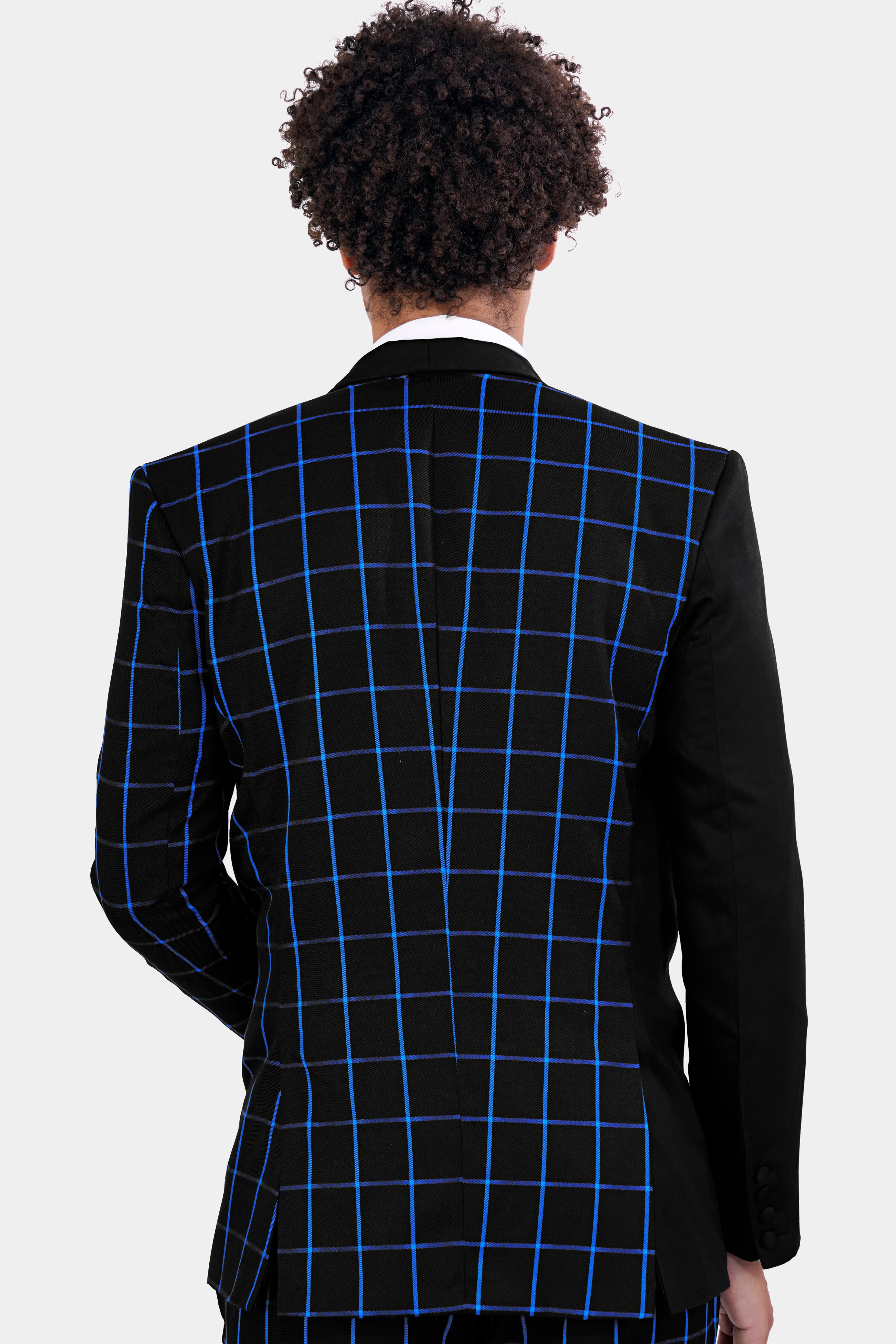 Half Black and Half Windowpane Wool Rich Designer Blazer BL2897-SB-D51-36, BL2897-SB-D51-38, BL2897-SB-D51-40, BL2897-SB-D51-42, BL2897-SB-D51-44, BL2897-SB-D51-46, BL2897-SB-D51-48, BL2897-SB-D51-50, BL2897-SB-D51-52, BL2897-SB-D51-54, BL2897-SB-D51-56, BL2897-SB-D51-58, BL2897-SB-D51-60