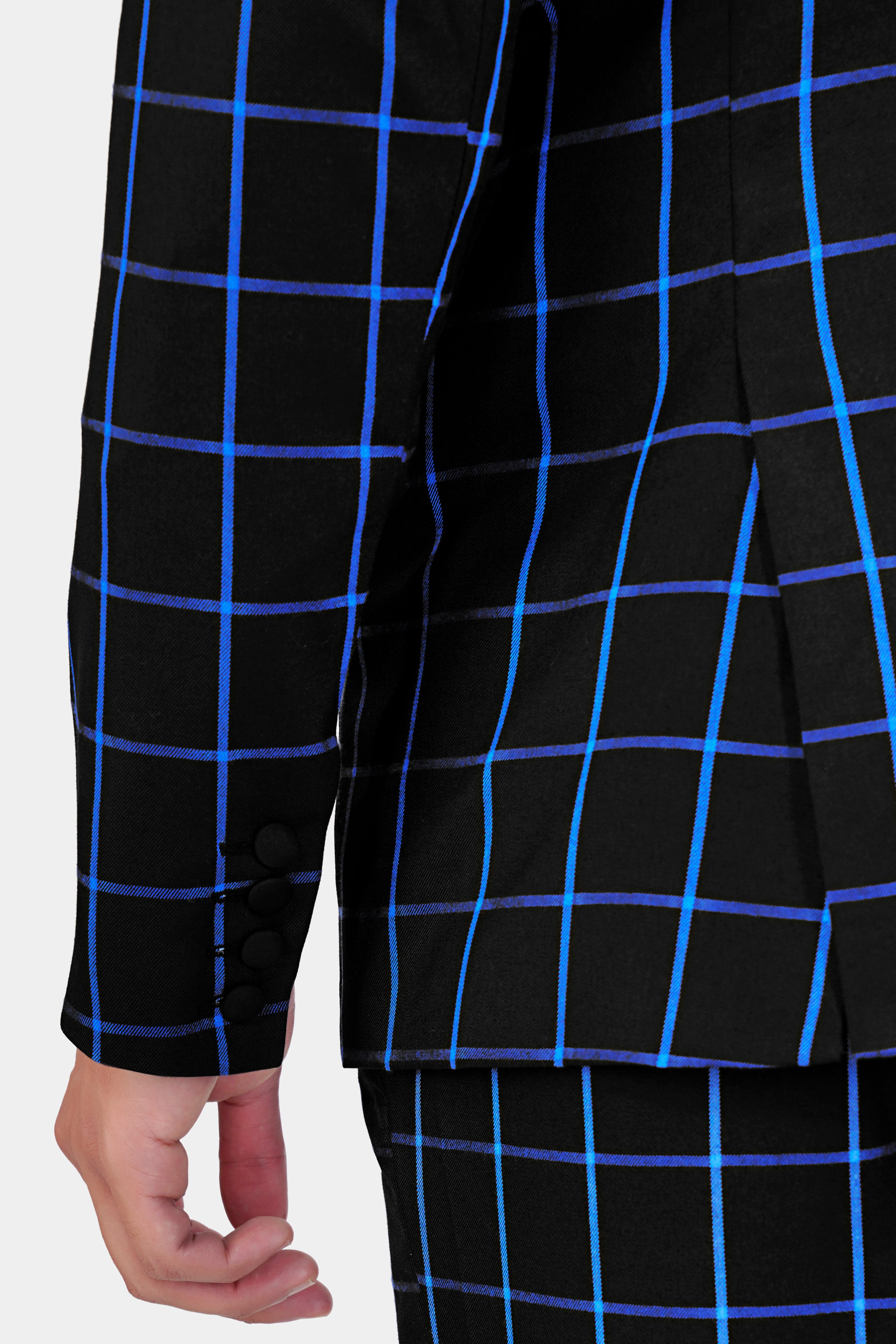 Half Black and Half Windowpane Wool Rich Designer Blazer BL2897-SB-D51-36, BL2897-SB-D51-38, BL2897-SB-D51-40, BL2897-SB-D51-42, BL2897-SB-D51-44, BL2897-SB-D51-46, BL2897-SB-D51-48, BL2897-SB-D51-50, BL2897-SB-D51-52, BL2897-SB-D51-54, BL2897-SB-D51-56, BL2897-SB-D51-58, BL2897-SB-D51-60